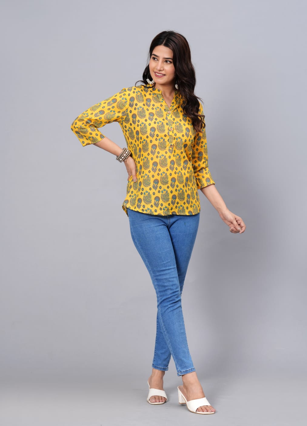 Women's Elegant Printed Cotton Top - Taantav