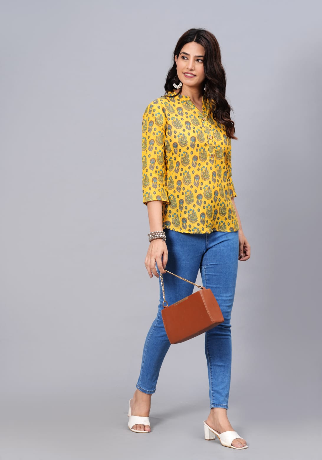 Women's Elegant Printed Cotton Top - Taantav