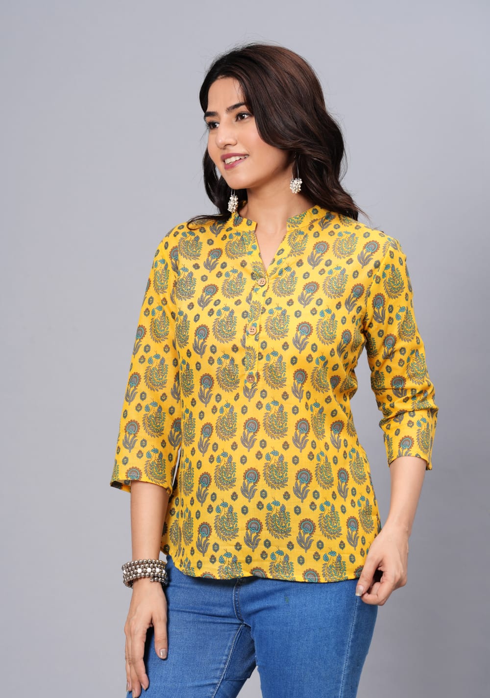 Women's Elegant Printed Cotton Top - Taantav