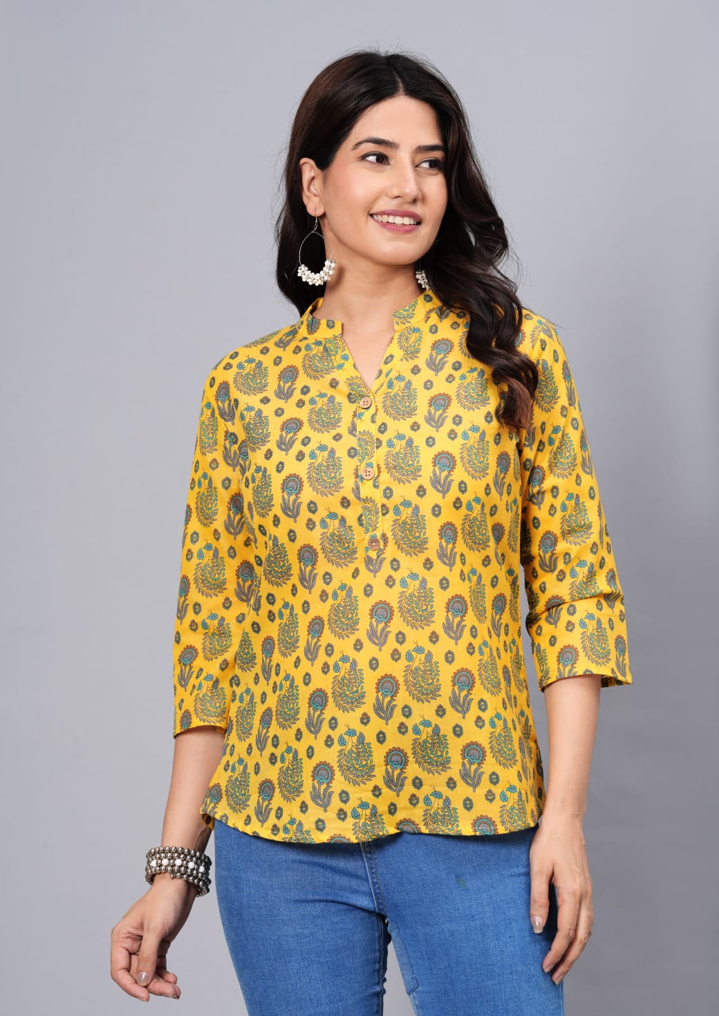 Women's Elegant Printed Cotton Top - Taantav