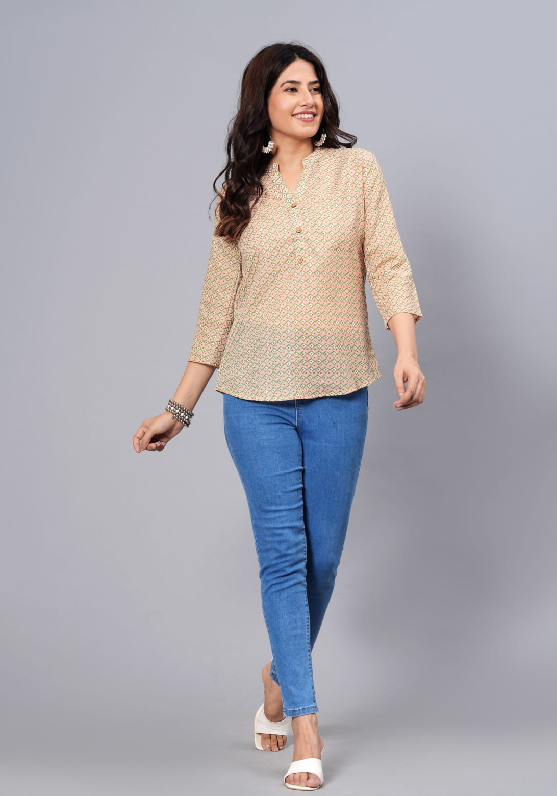 Women's Elegant Printed Cotton Top - Taantav