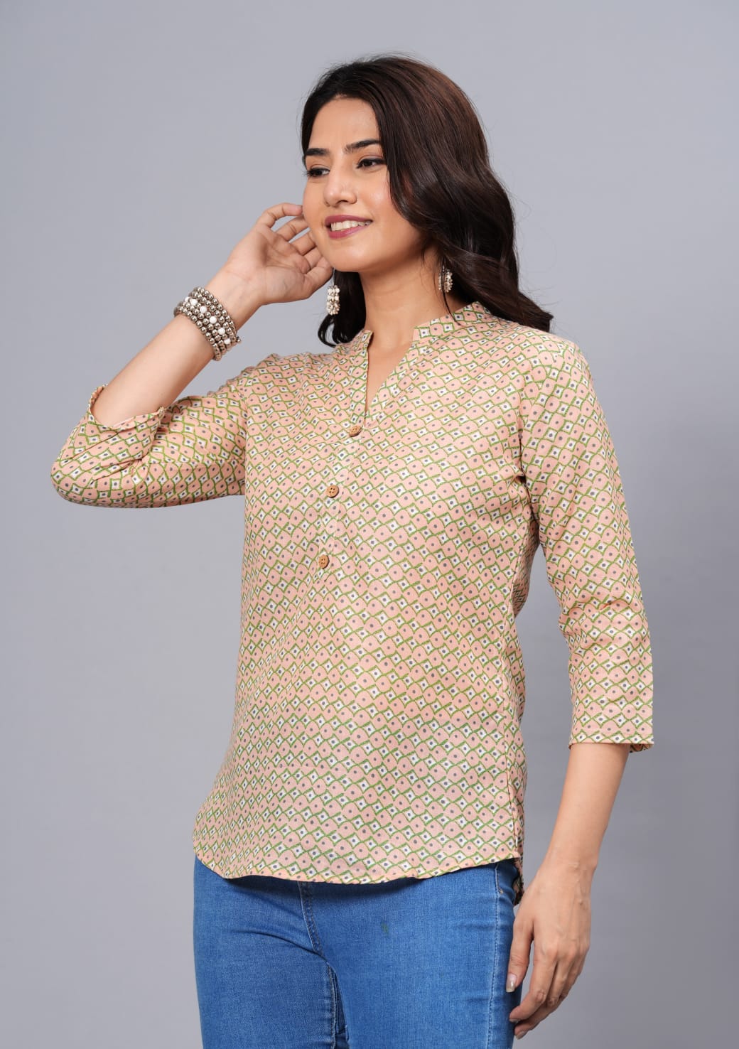 Women's Elegant Printed Cotton Top - Taantav