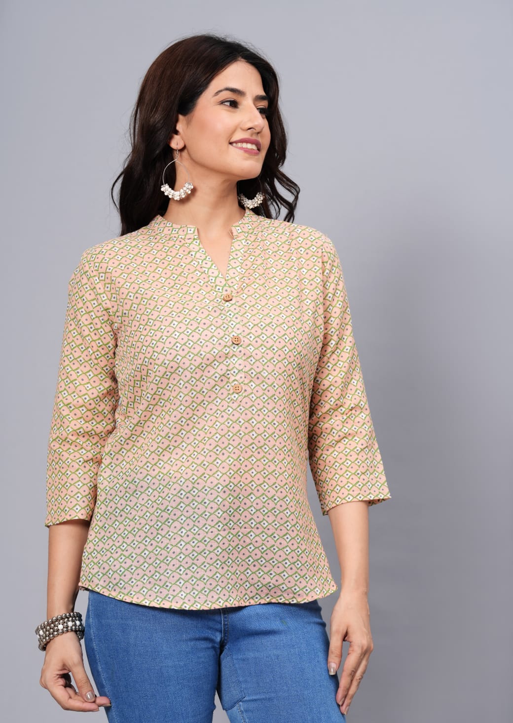 Women's Elegant Printed Cotton Top - Taantav