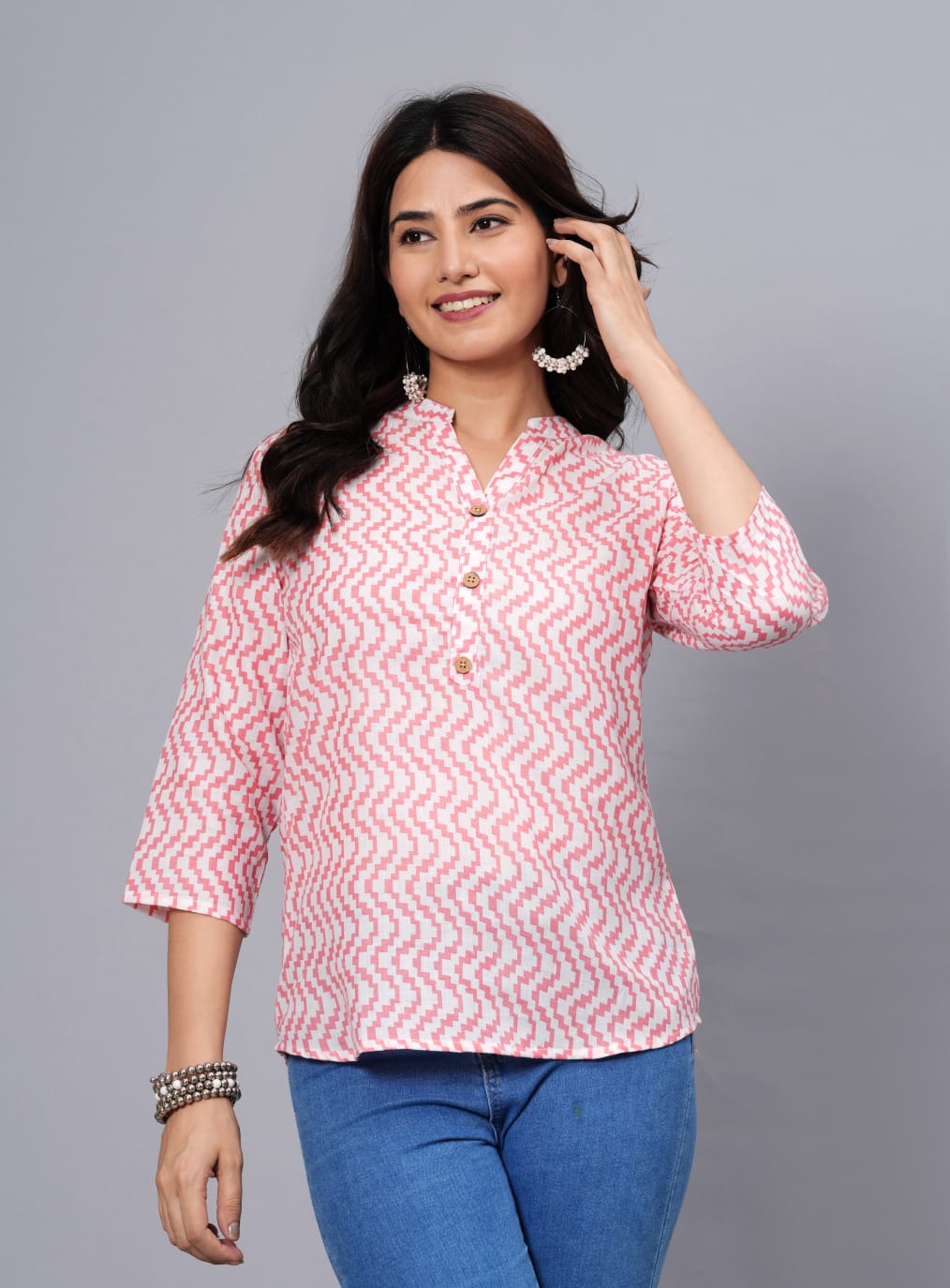 Women's Elegant Printed Cotton Top - Taantav