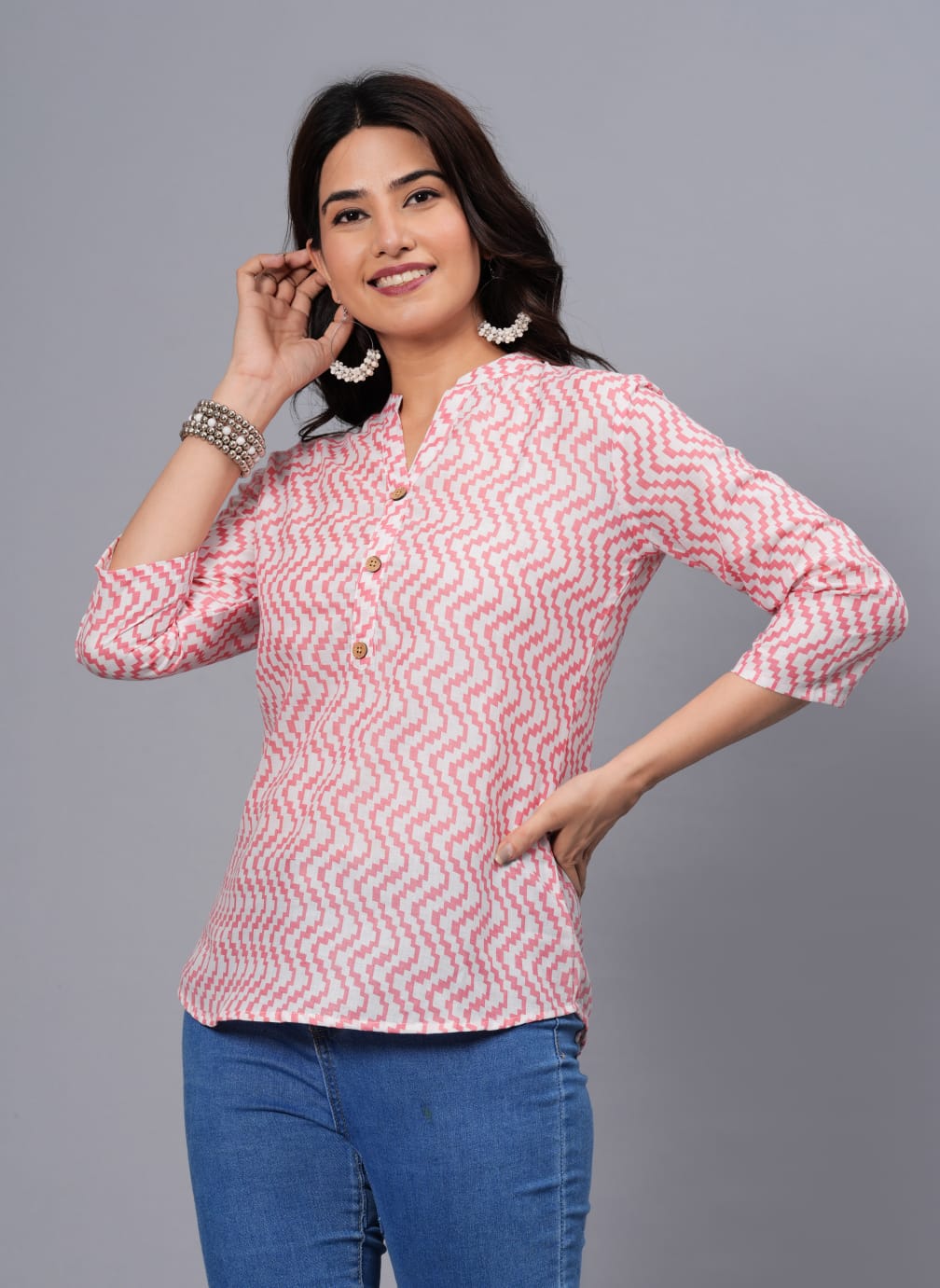 Women's Elegant Printed Cotton Top - Taantav