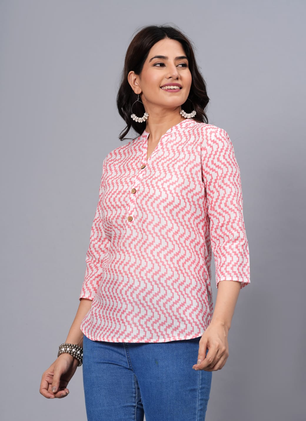 Women's Elegant Printed Cotton Top - Taantav