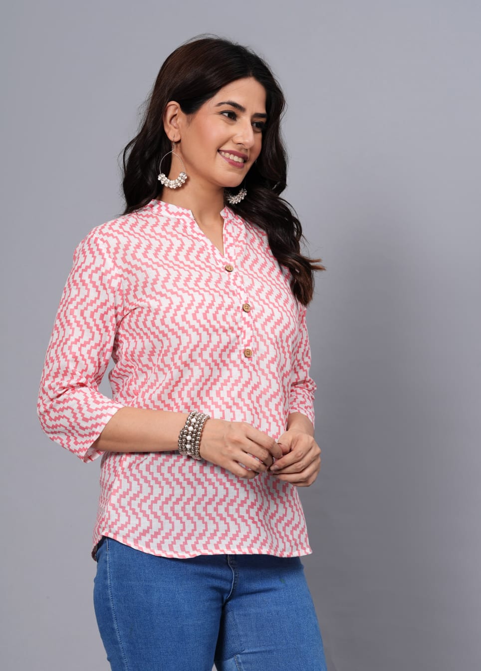 Women's Elegant Printed Cotton Top - Taantav