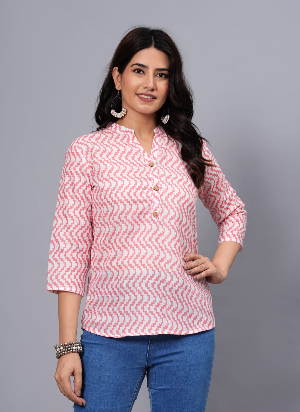 Women's Elegant Printed Cotton Top - Taantav