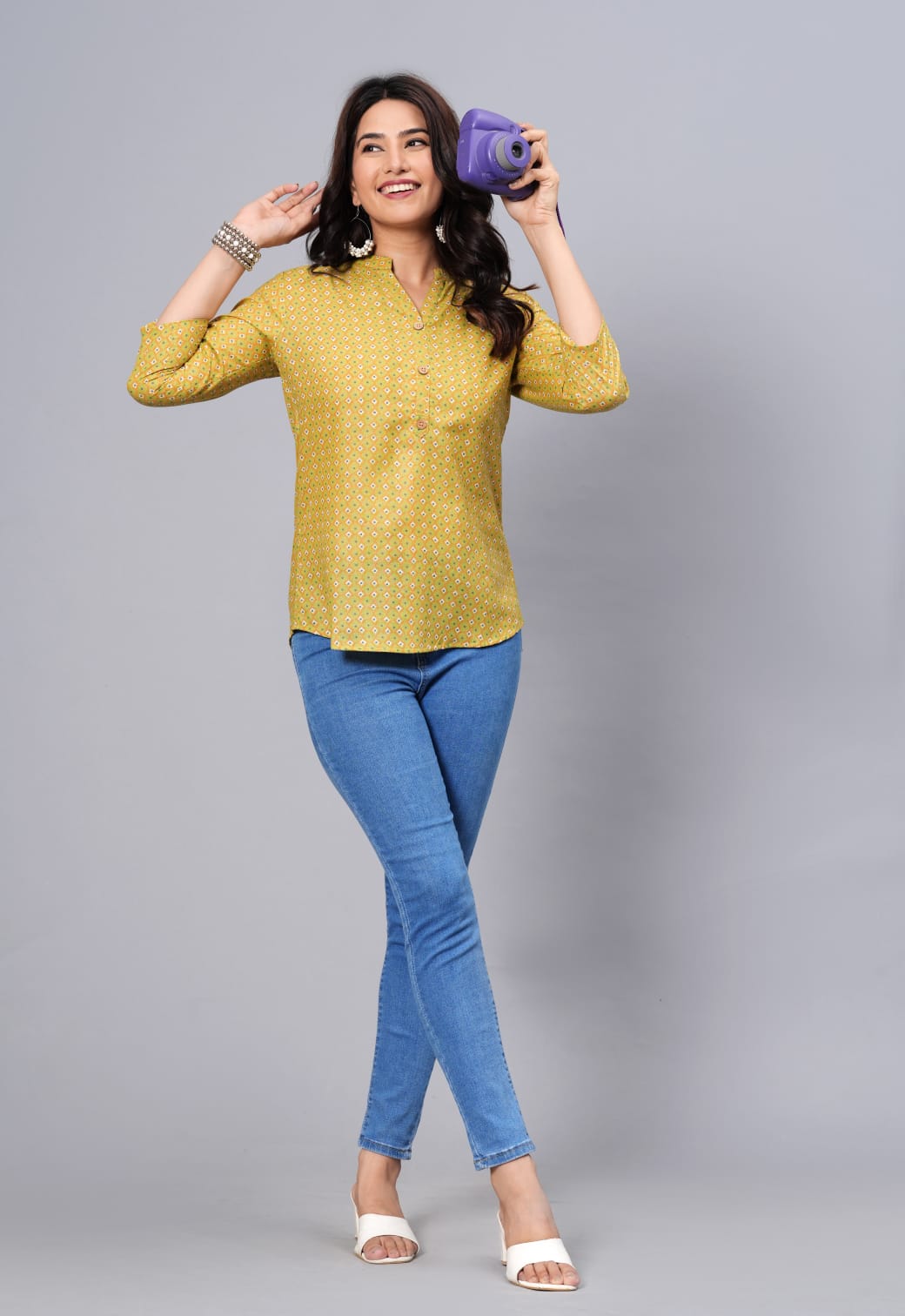 Women's Elegant Printed Cotton Top - Taantav