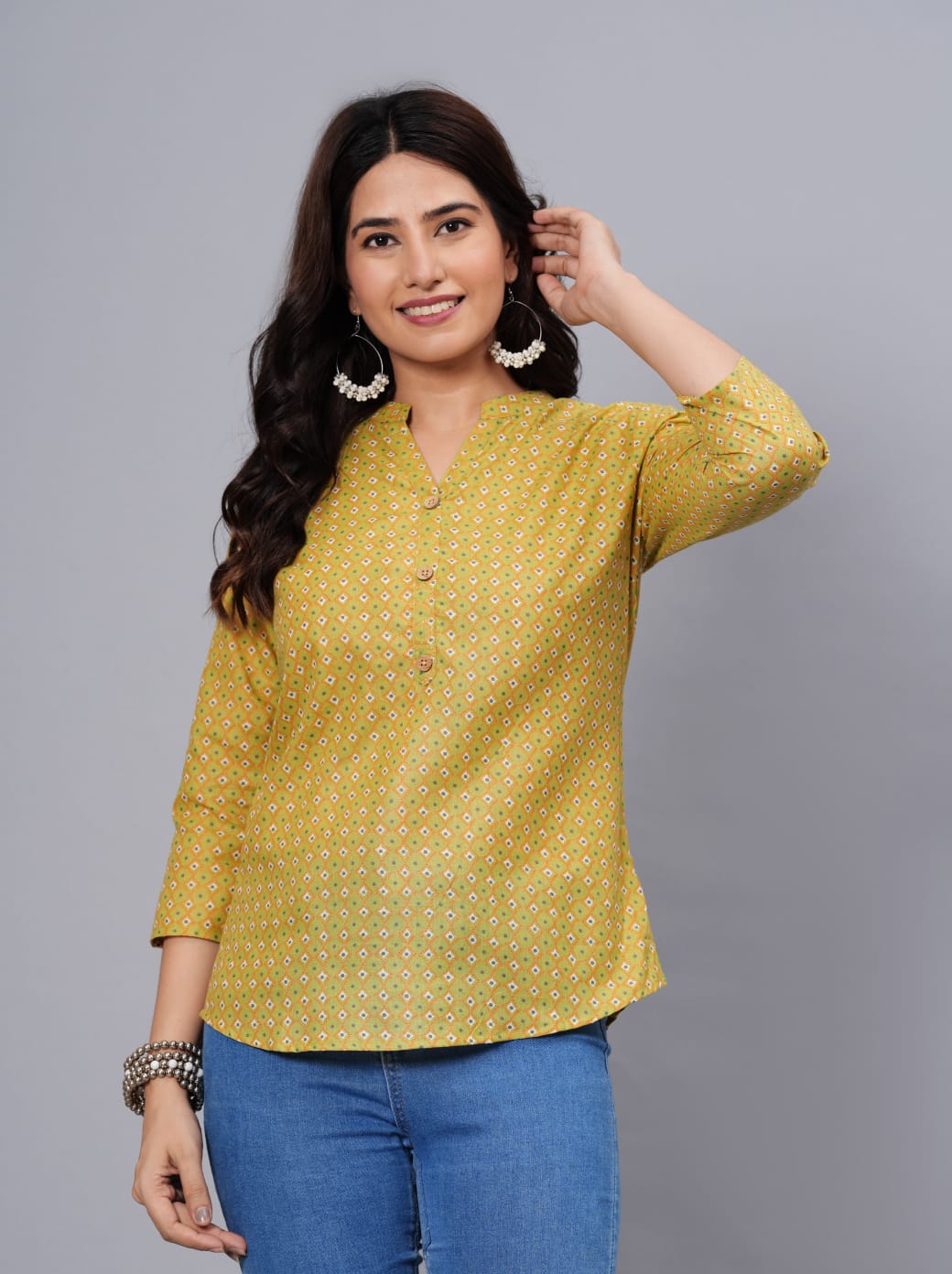 Women's Elegant Printed Cotton Top
