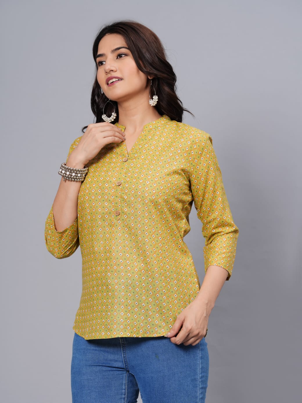 Women's Elegant Printed Cotton Top - Taantav