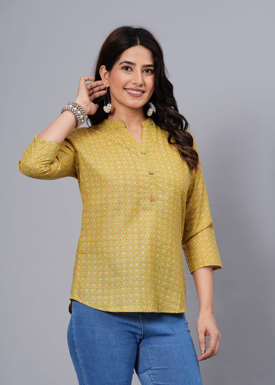 Women's Elegant Printed Cotton Top - Taantav