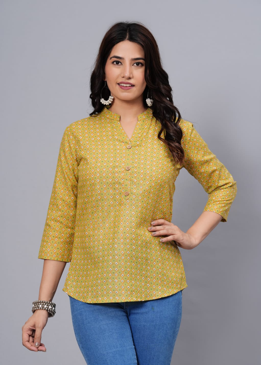 Women's Elegant Printed Cotton Top - Taantav