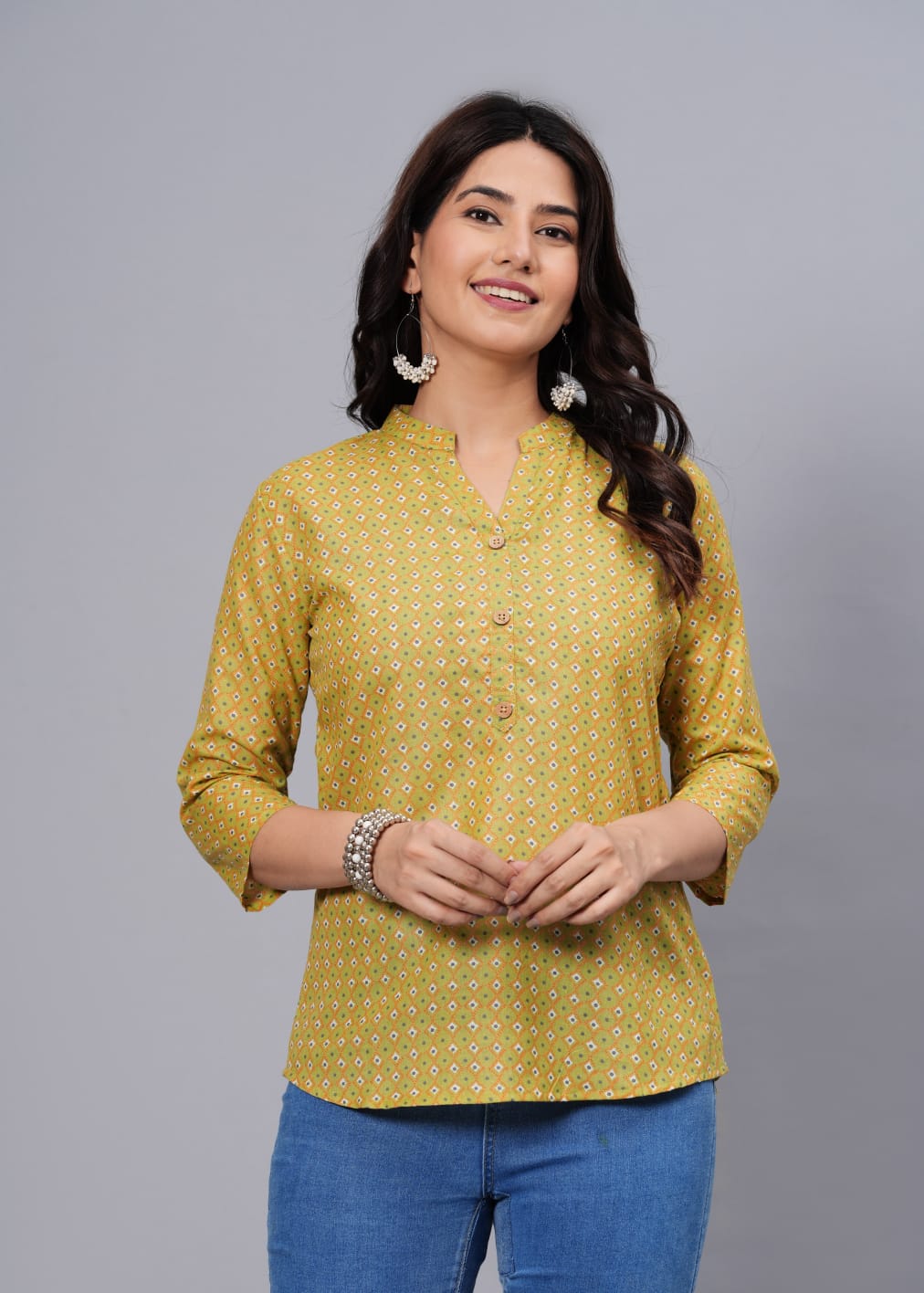 Women's Elegant Printed Cotton Top - Taantav