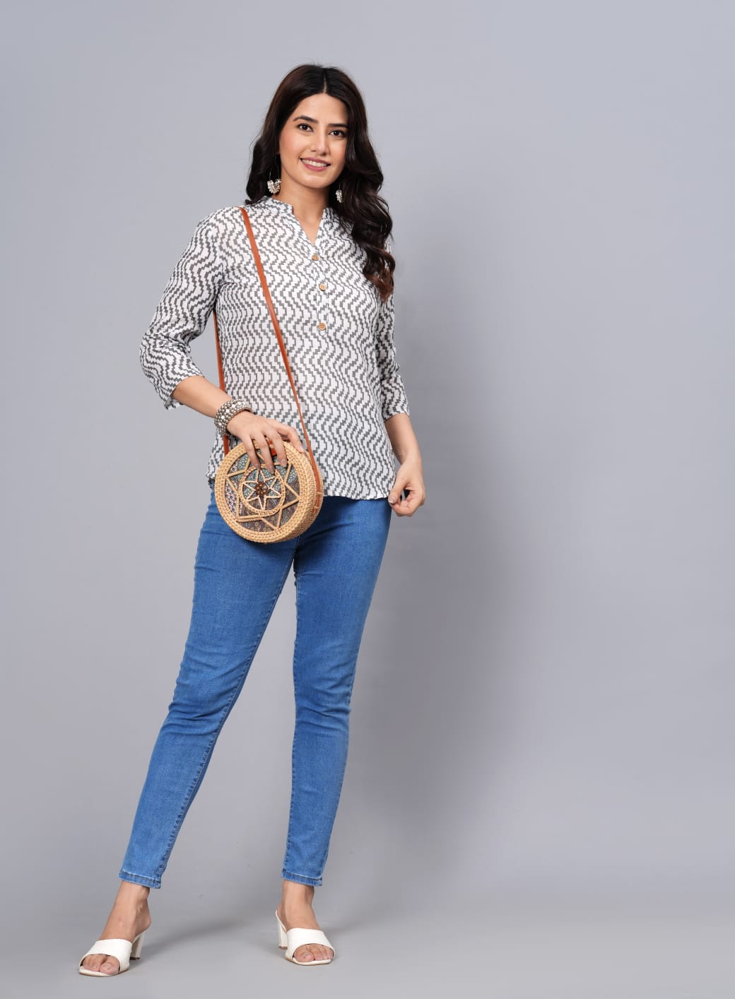 Women's Elegant Printed Cotton Top