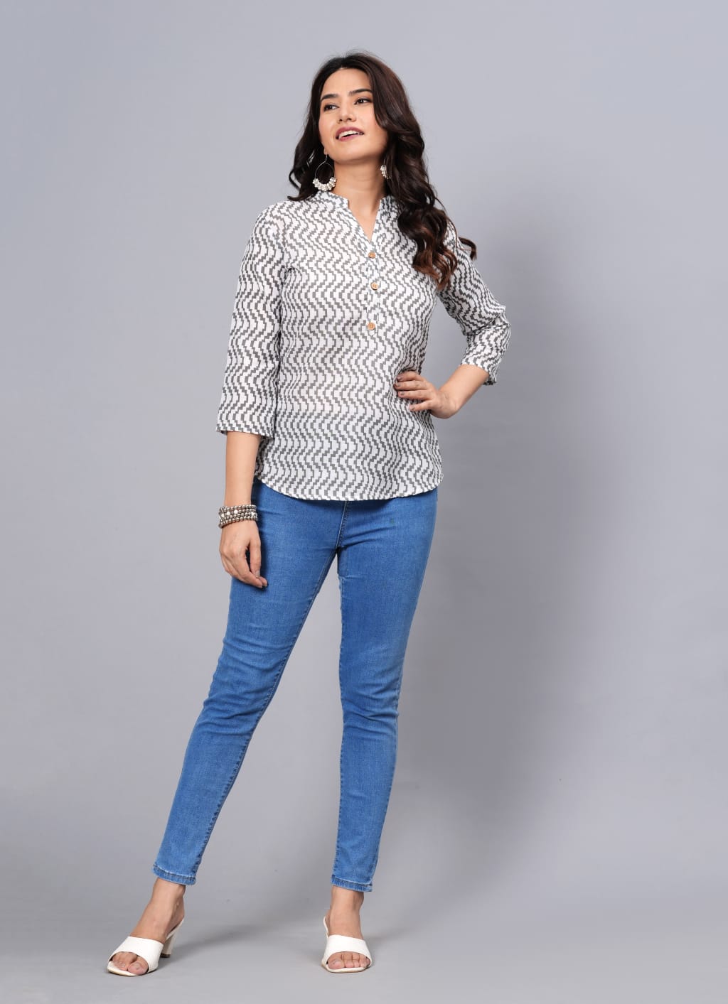 Women's Elegant Printed Cotton Top - Taantav