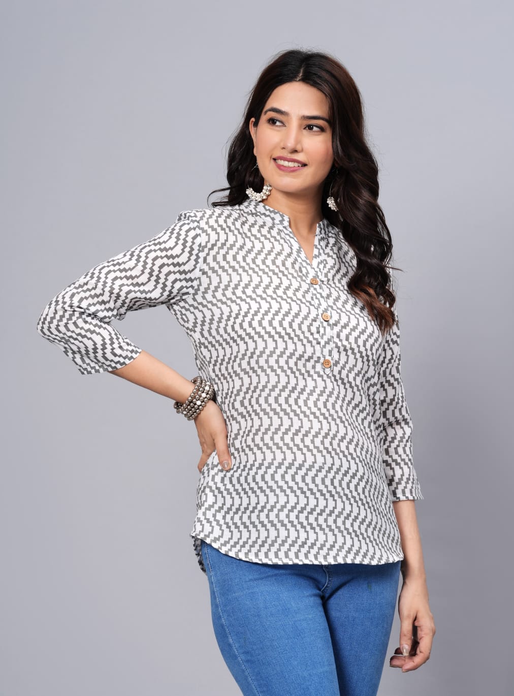 Women's Elegant Printed Cotton Top