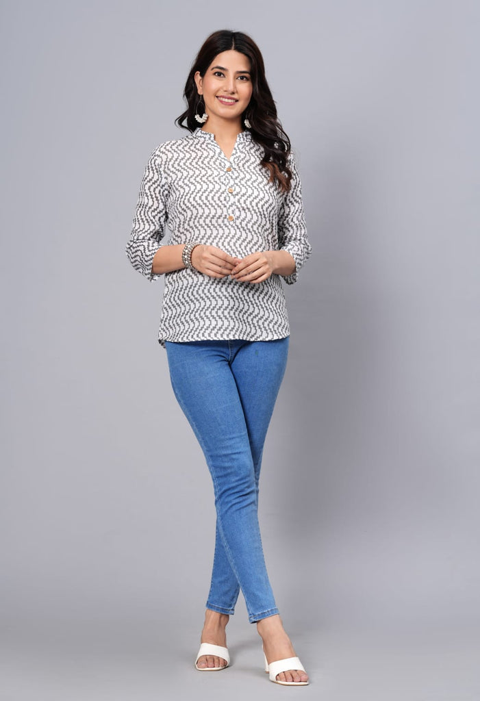 Women's Elegant Printed Cotton Top