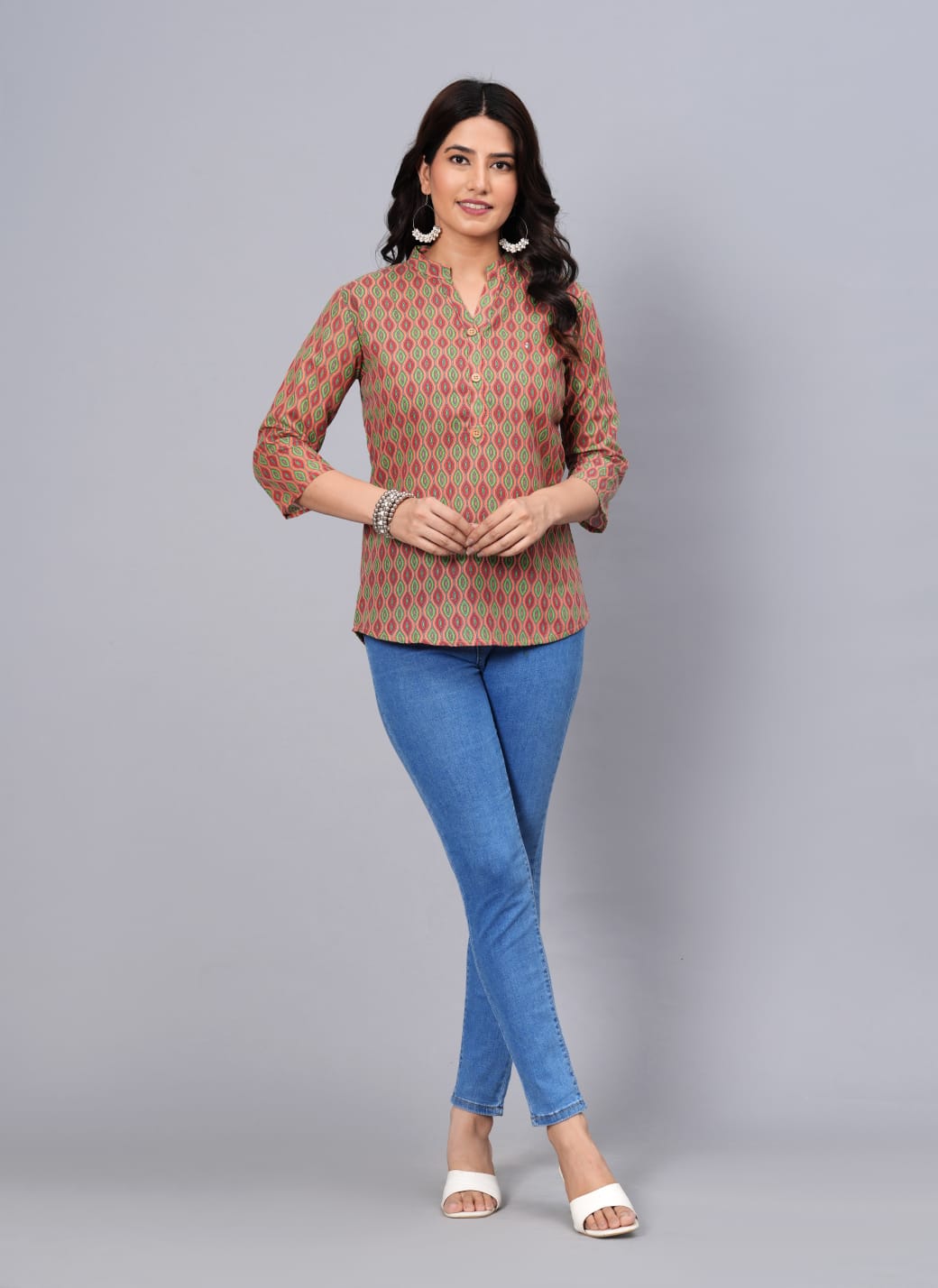 Women's Elegant Printed Cotton Top - Taantav