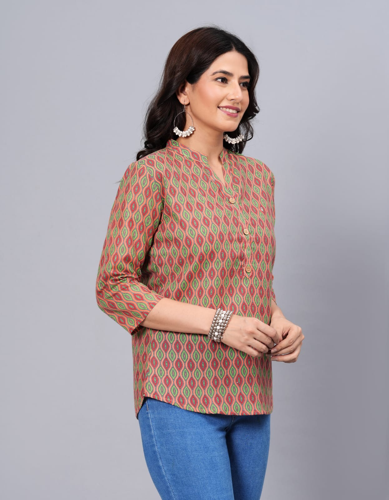 Women's Elegant Printed Cotton Top - Taantav