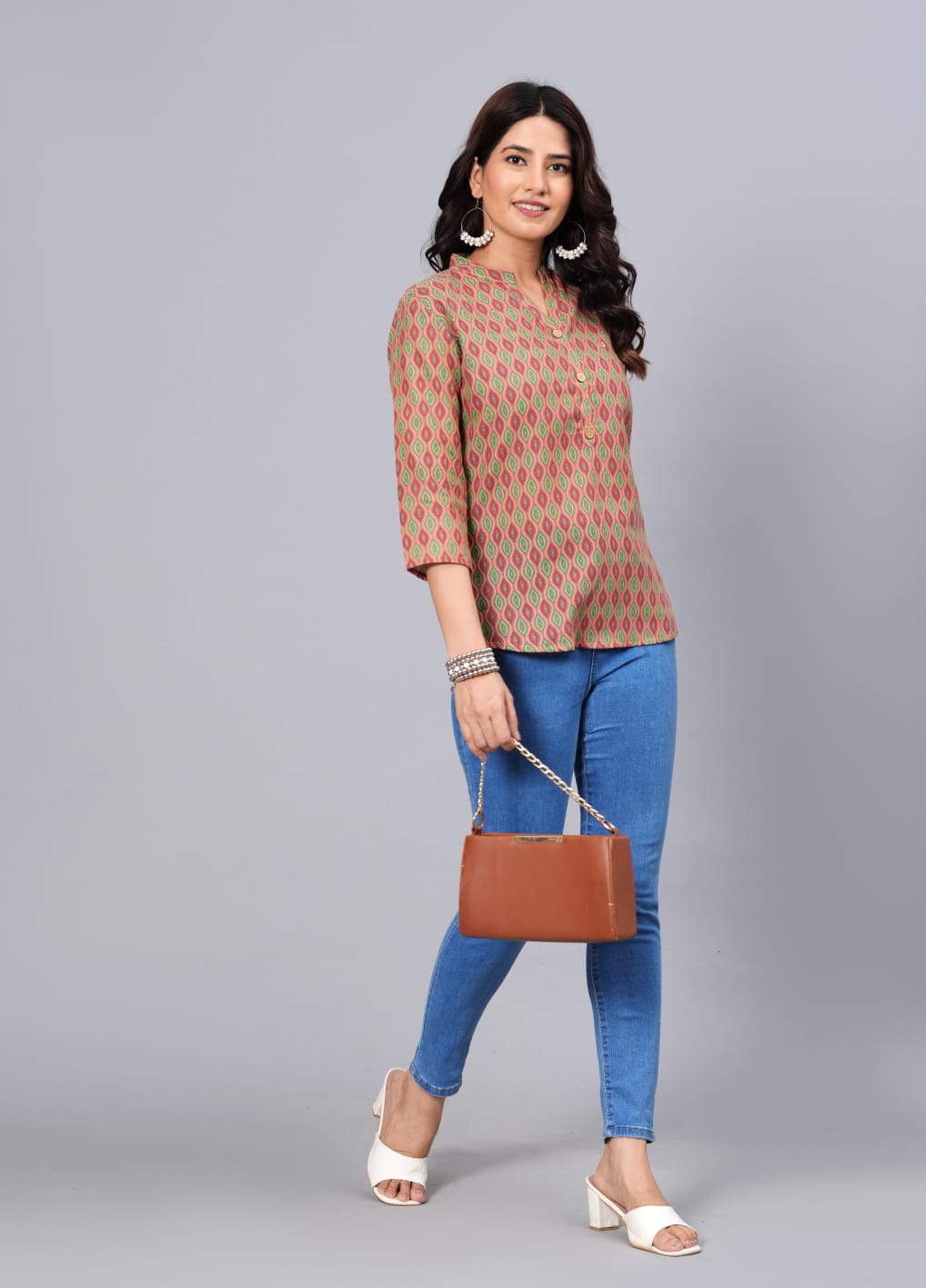 Women's Elegant Printed Cotton Top - Taantav