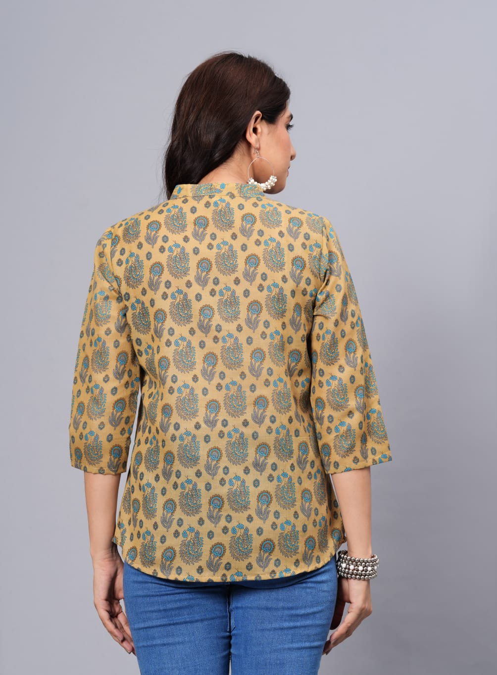 Women's Elegant Printed Cotton Top - Taantav