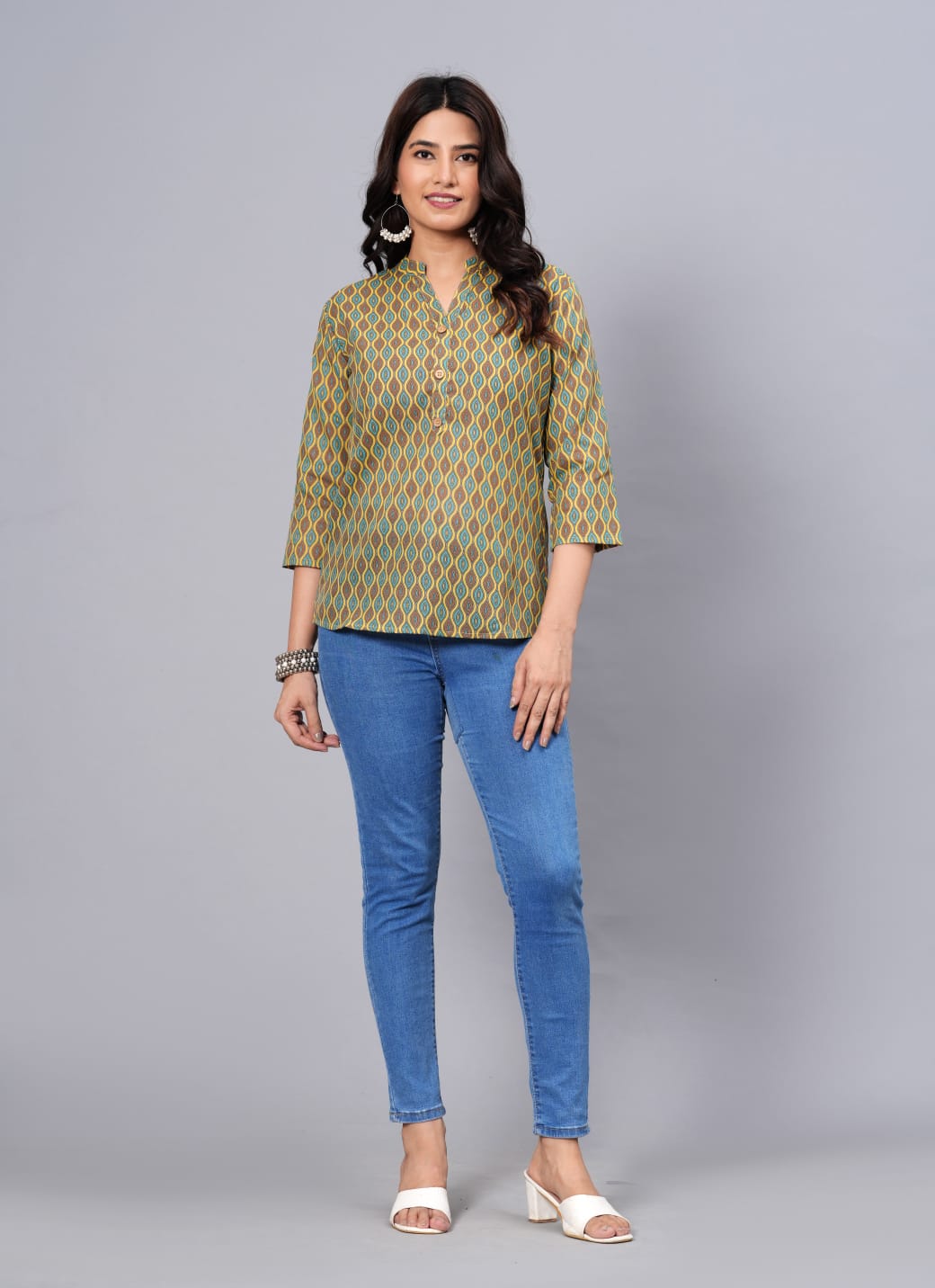 Women's Elegant Printed Cotton Top - Taantav