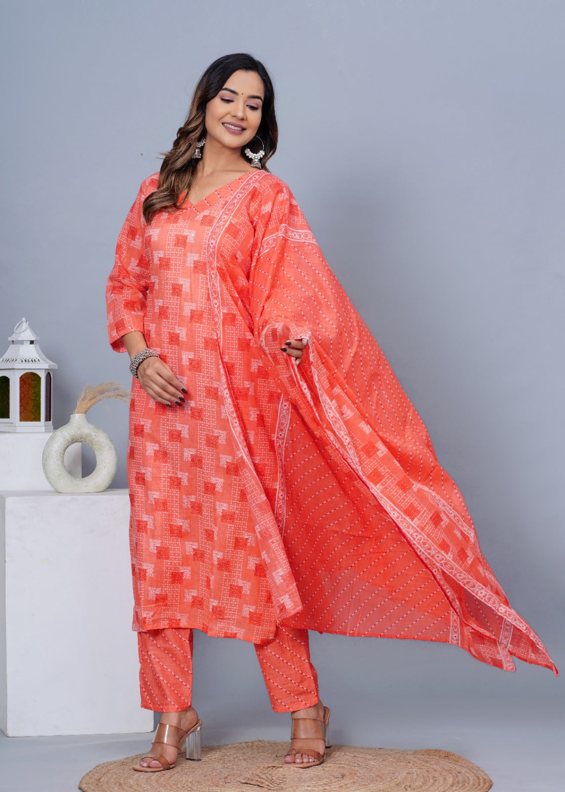 Women's Stylish Cotton Kurta with Pant and Dupatta Set - Taantav