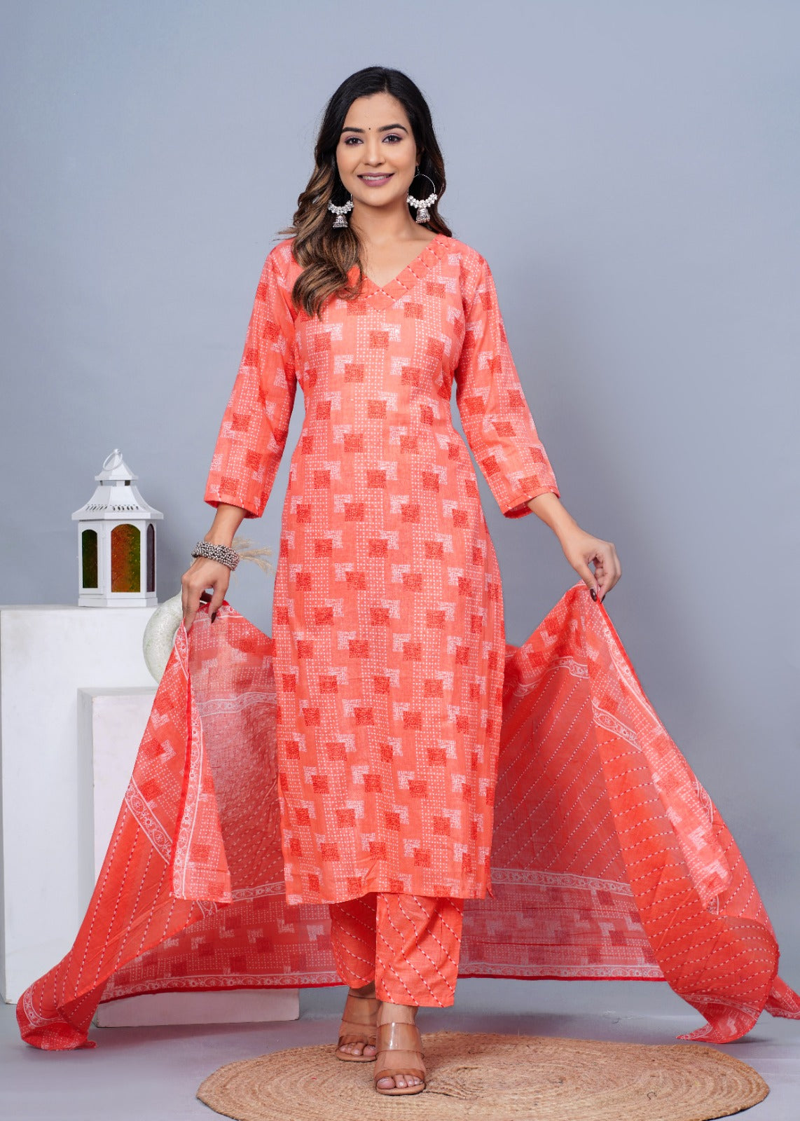 Women's Stylish Cotton Kurta with Pant and Dupatta Set - Taantav