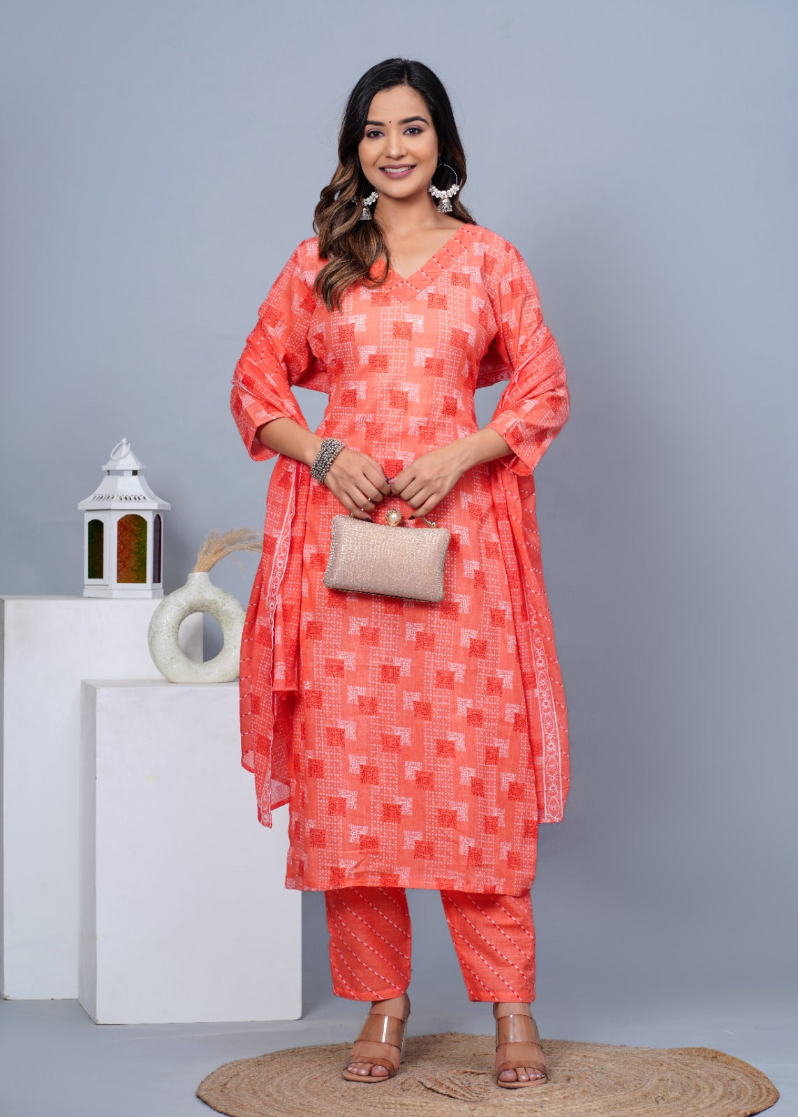 Women's Stylish Cotton Kurta with Pant and Dupatta Set - Taantav