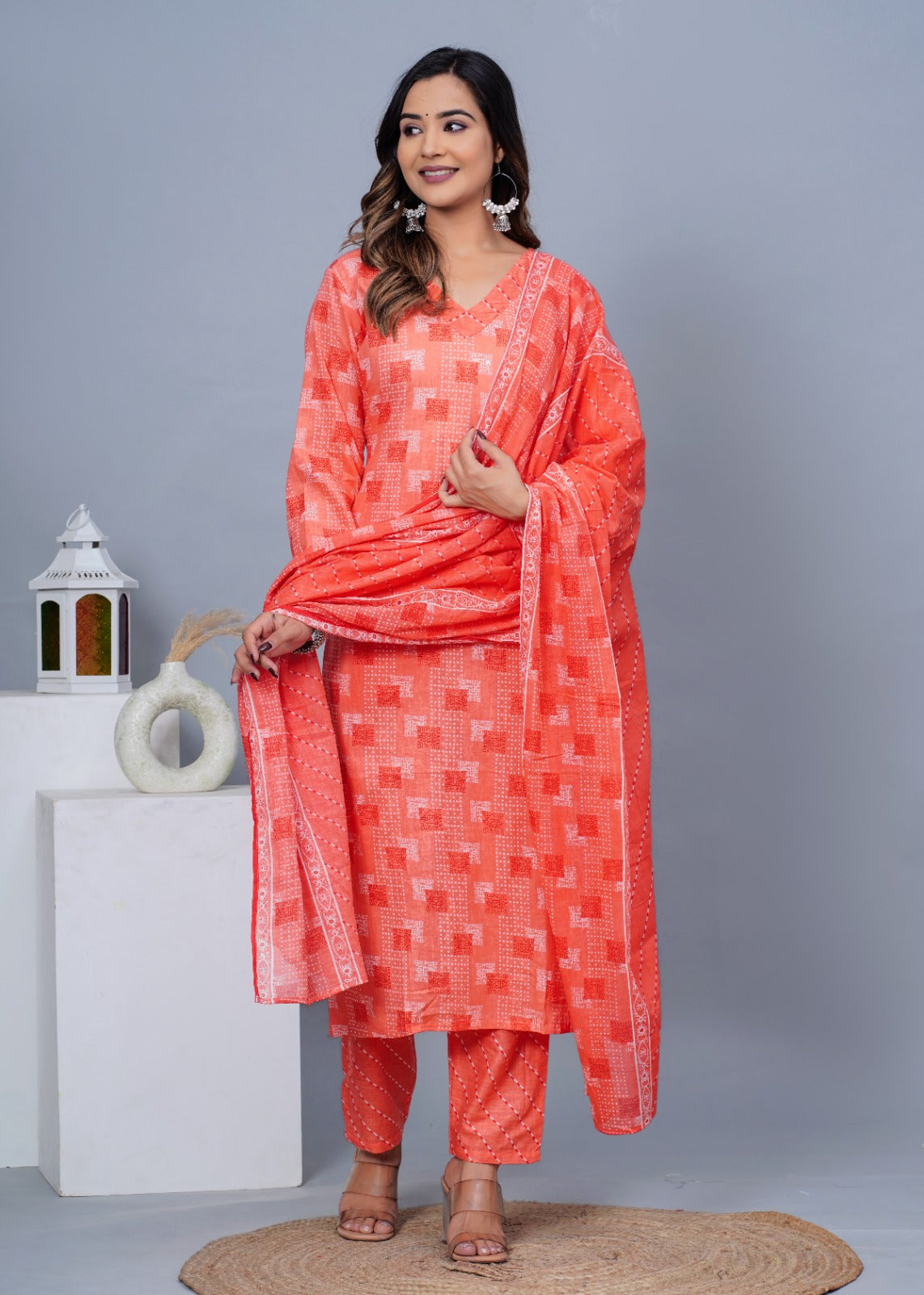 Women's Stylish Cotton Kurta with Pant and Dupatta Set - Taantav