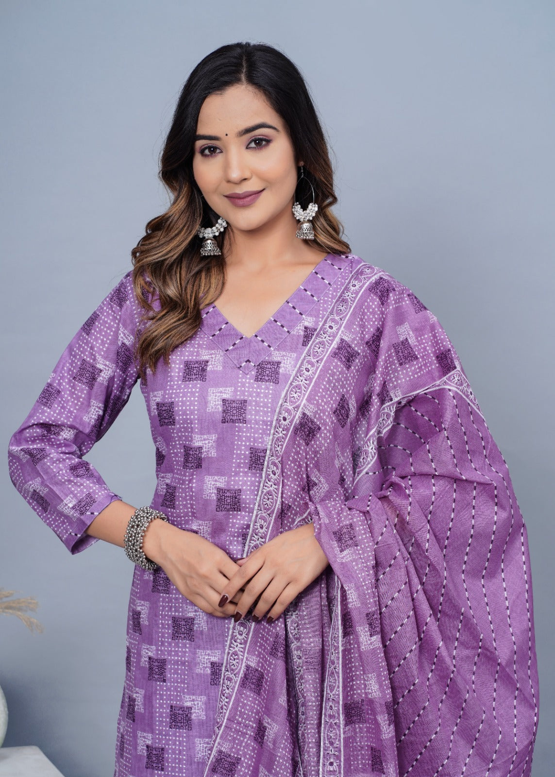 Women's Stylish Cotton Kurta with Pant and Dupatta Set - Taantav