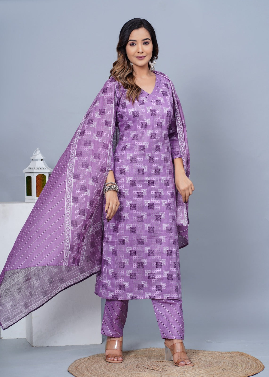 Women's Stylish Cotton Kurta with Pant and Dupatta Set - Taantav