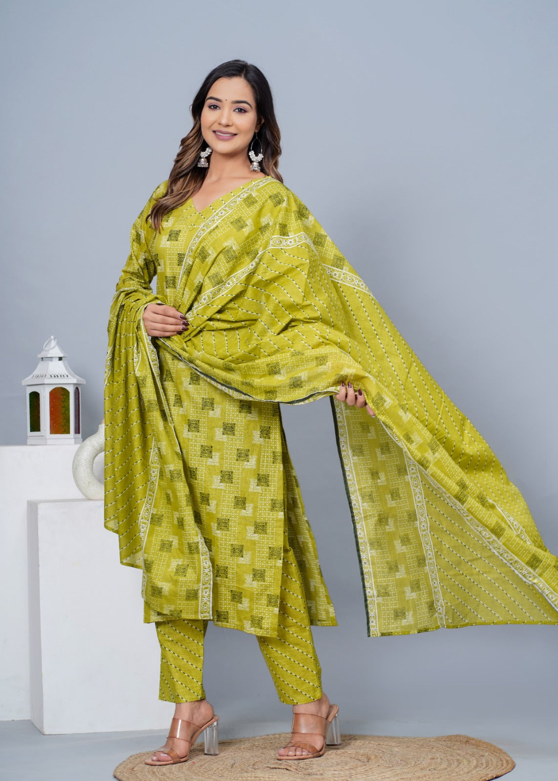 Women's Stylish Cotton Kurta with Pant and Dupatta Set - Taantav