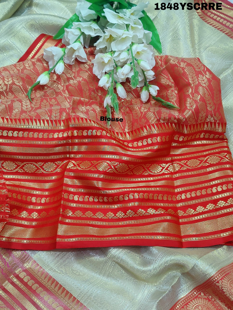 Women's Katan Silk Banarasi Zari weaving Saree With Blouse KB