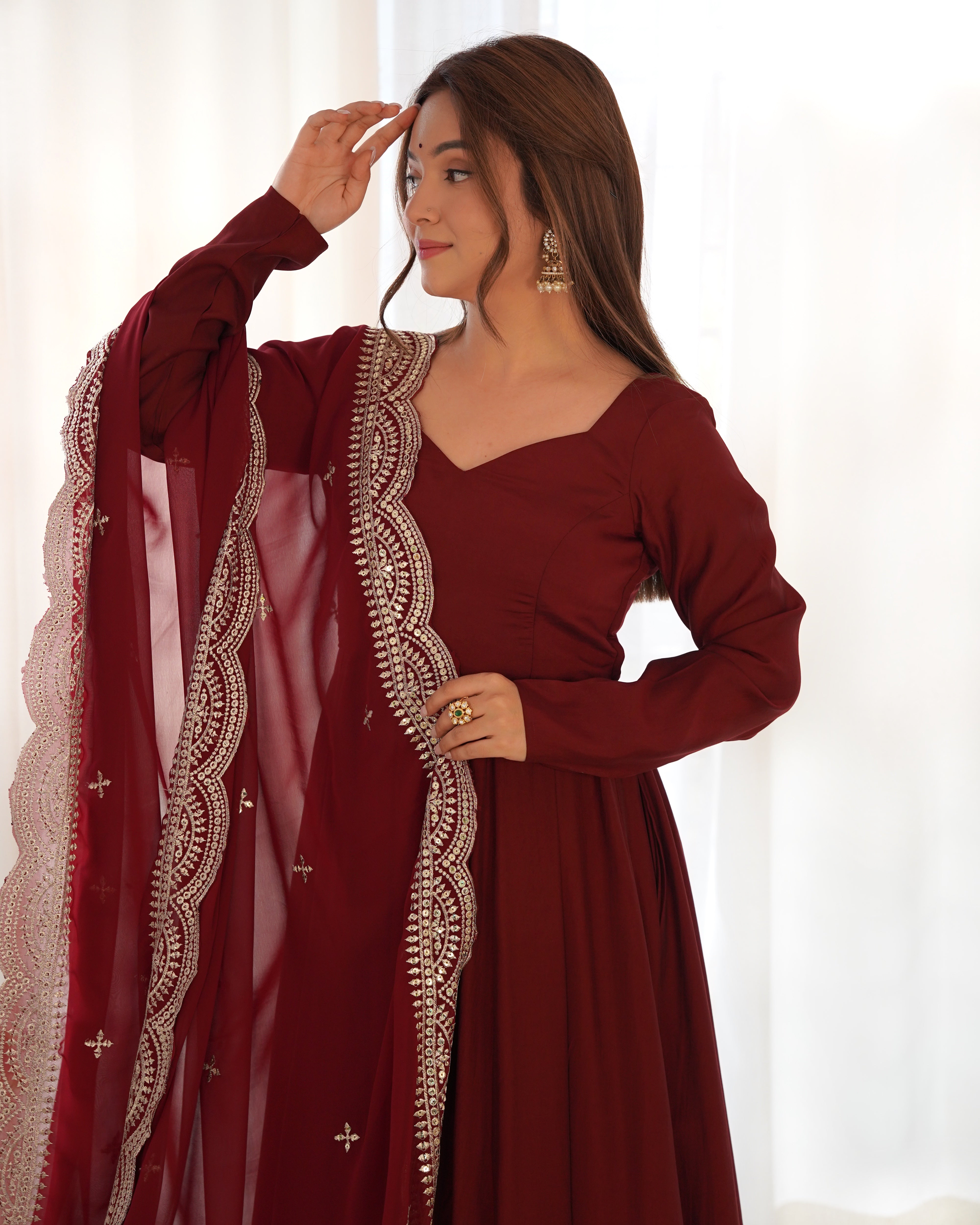 heavy flared anarkali dress Heavy Flare Anarkali Ruffle Gown For Sangeet Function