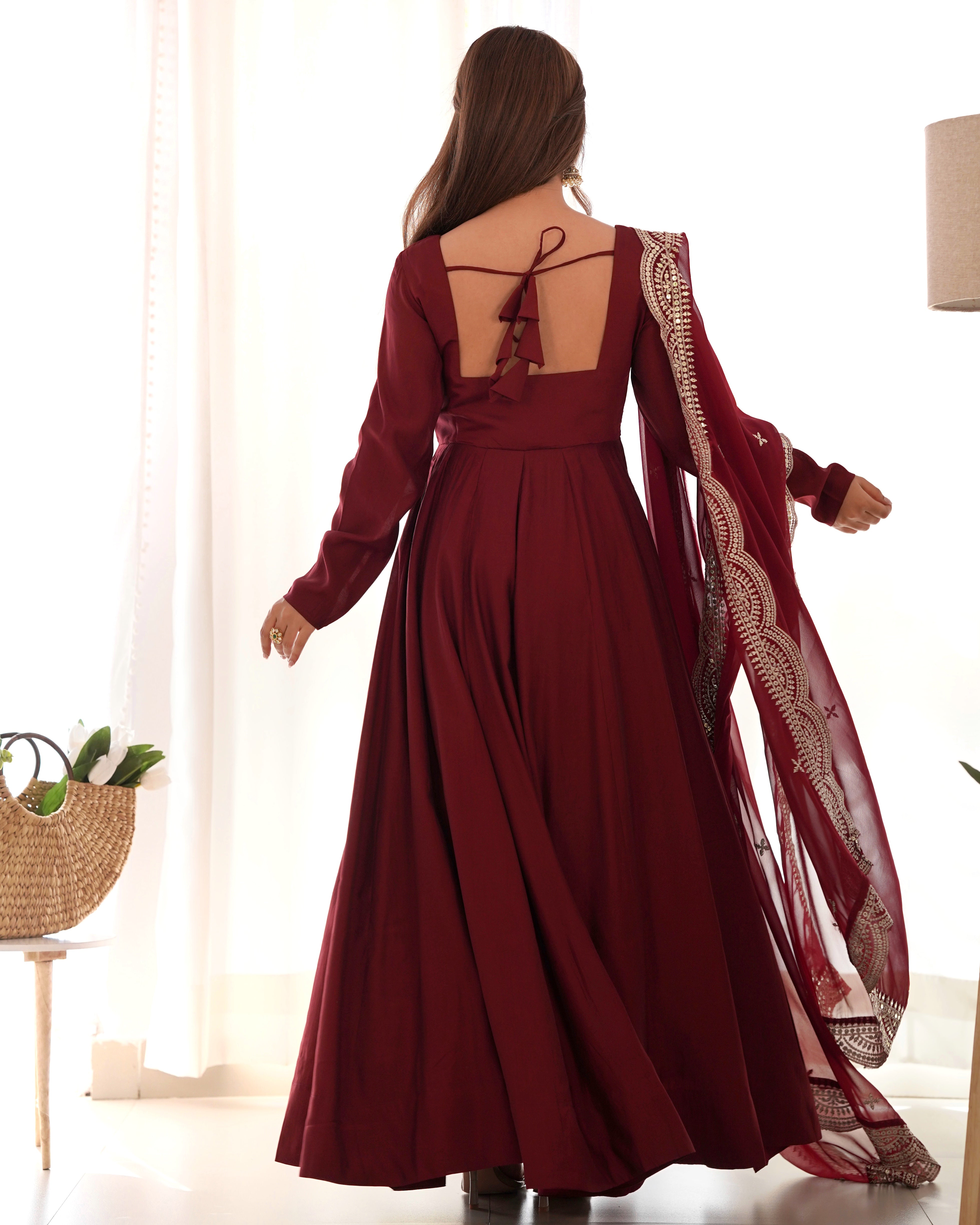 Silk Gown In Maroon Colour Exquisite Reddish Maroon Bridal Gown A Masterpiece Of Elegance, Our Reddish Silk Gown In Maroon Colour Exquisite Reddish Maroon Bridal Gown A Masterpiece Of Elegance, Our Reddish