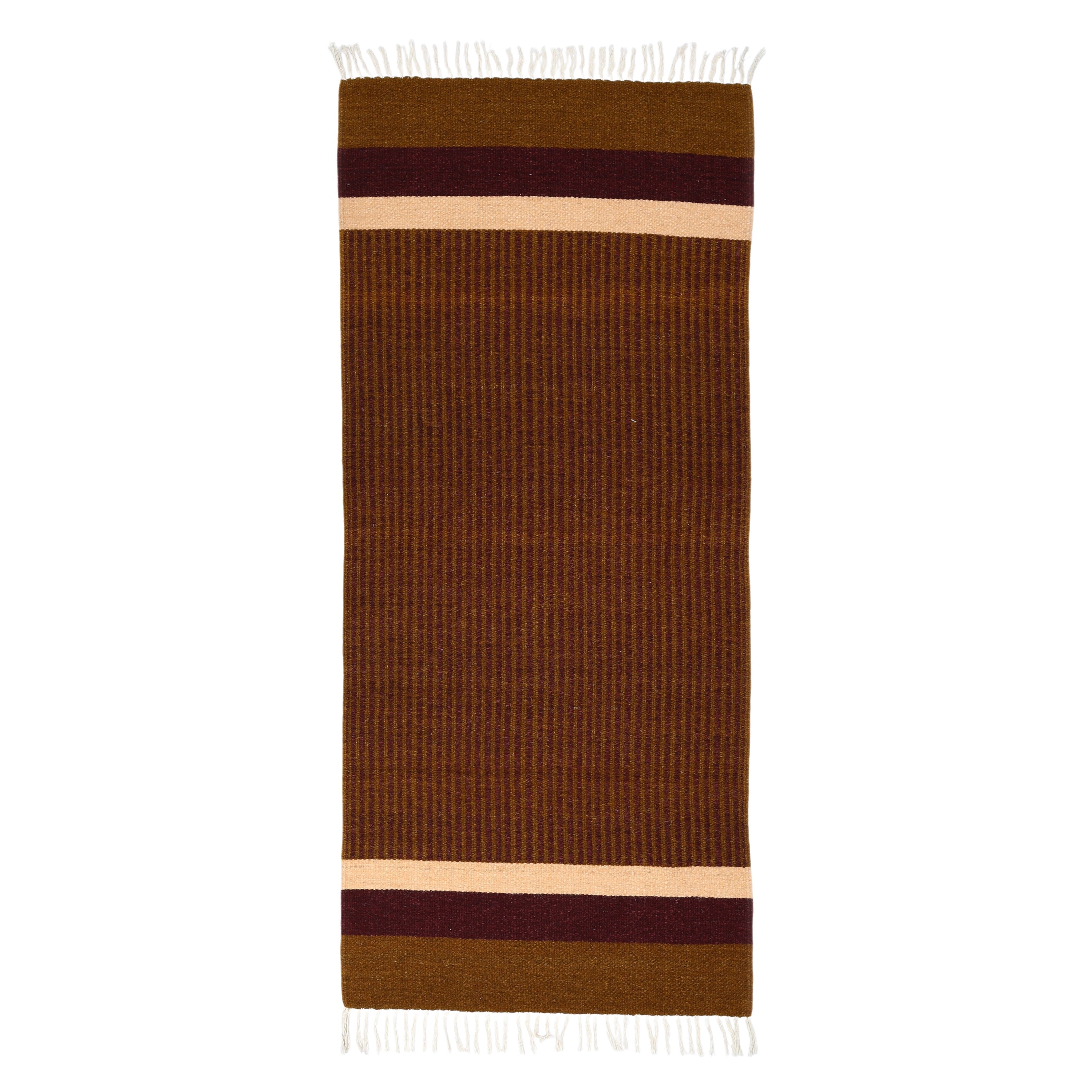 Brown Handwoven Jawaja Durrie—Stripe Pattern - Natriel