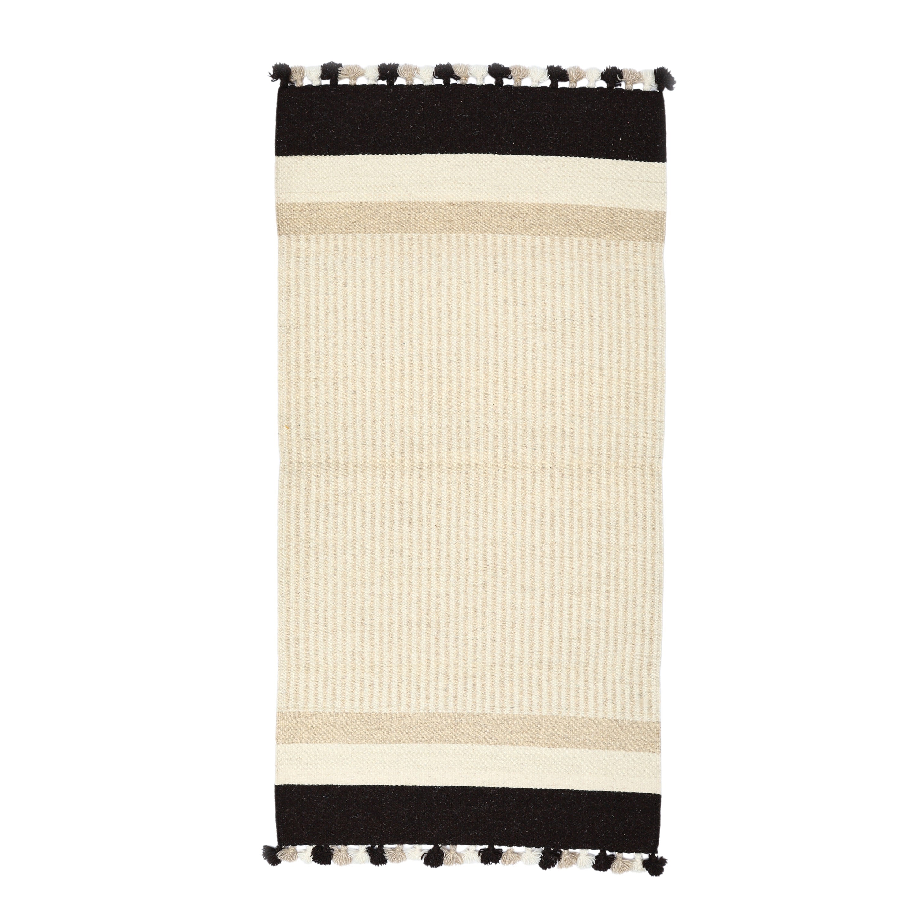 Bedside Runner— Ivory and Black Colour— Stripe Pattern - Natriel