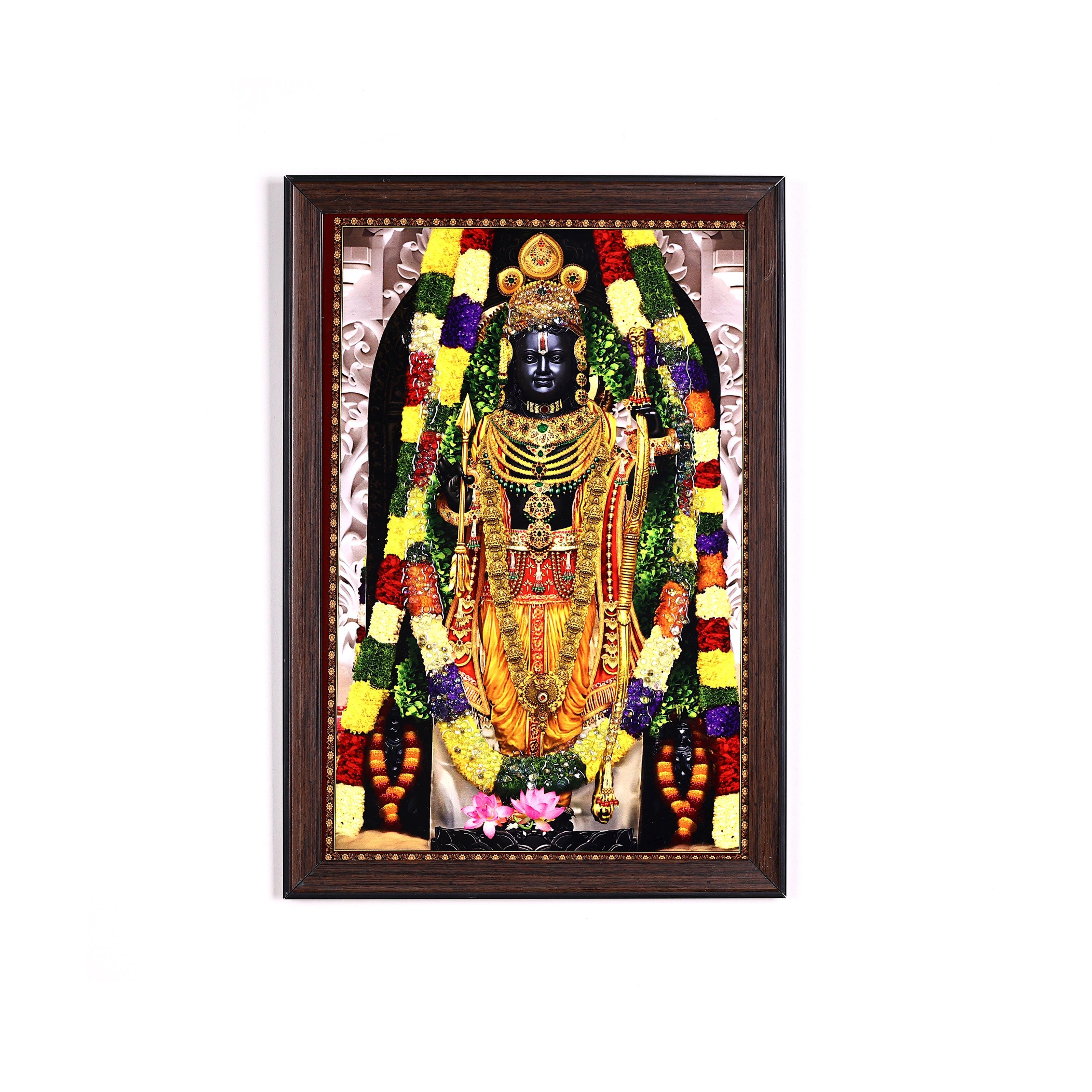 Lord Ram Crystal Embellished Spiritual Resin Wall Painting - Natriel