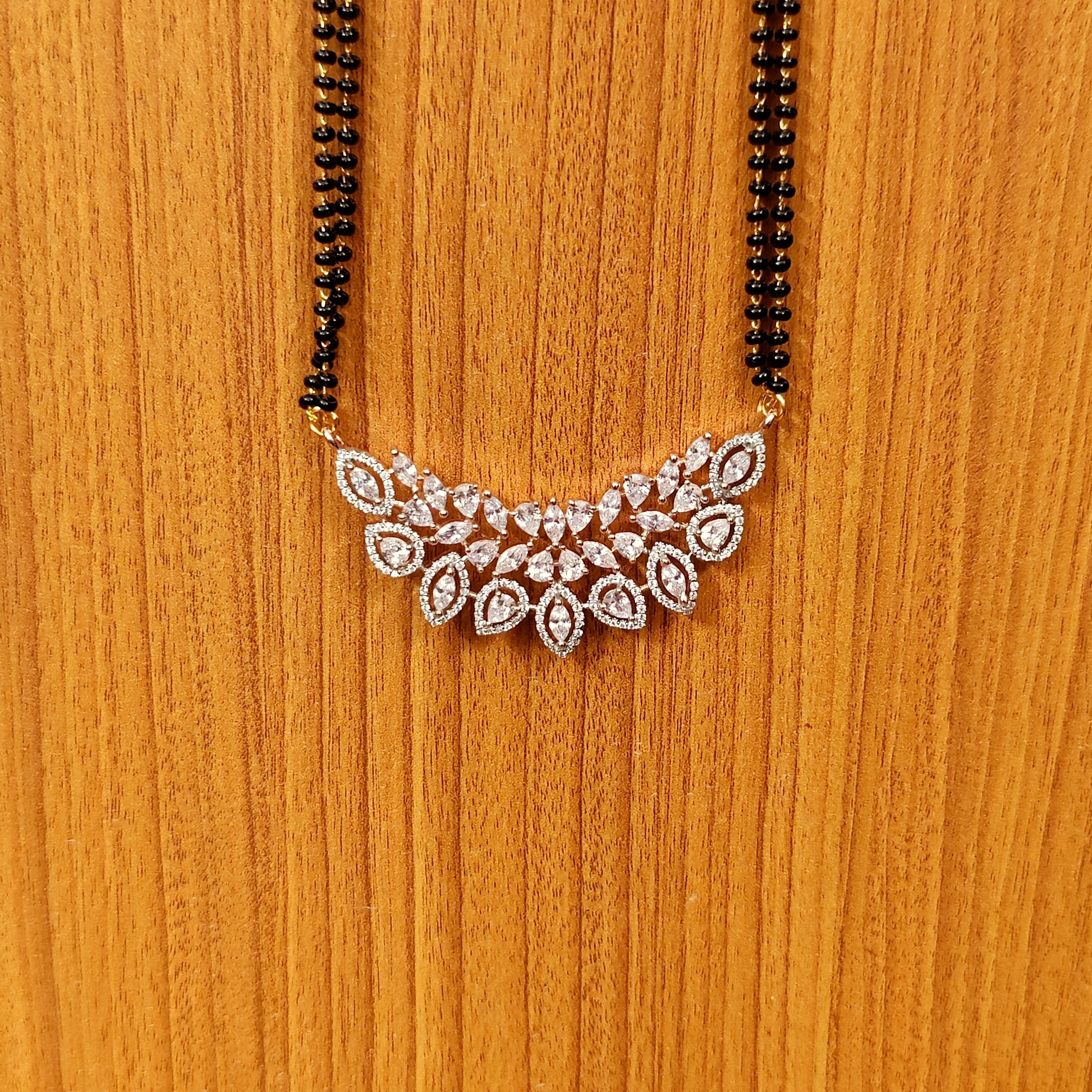 Women 's Marquese Shaped Cz Studded Diamond Look Mangalsutra