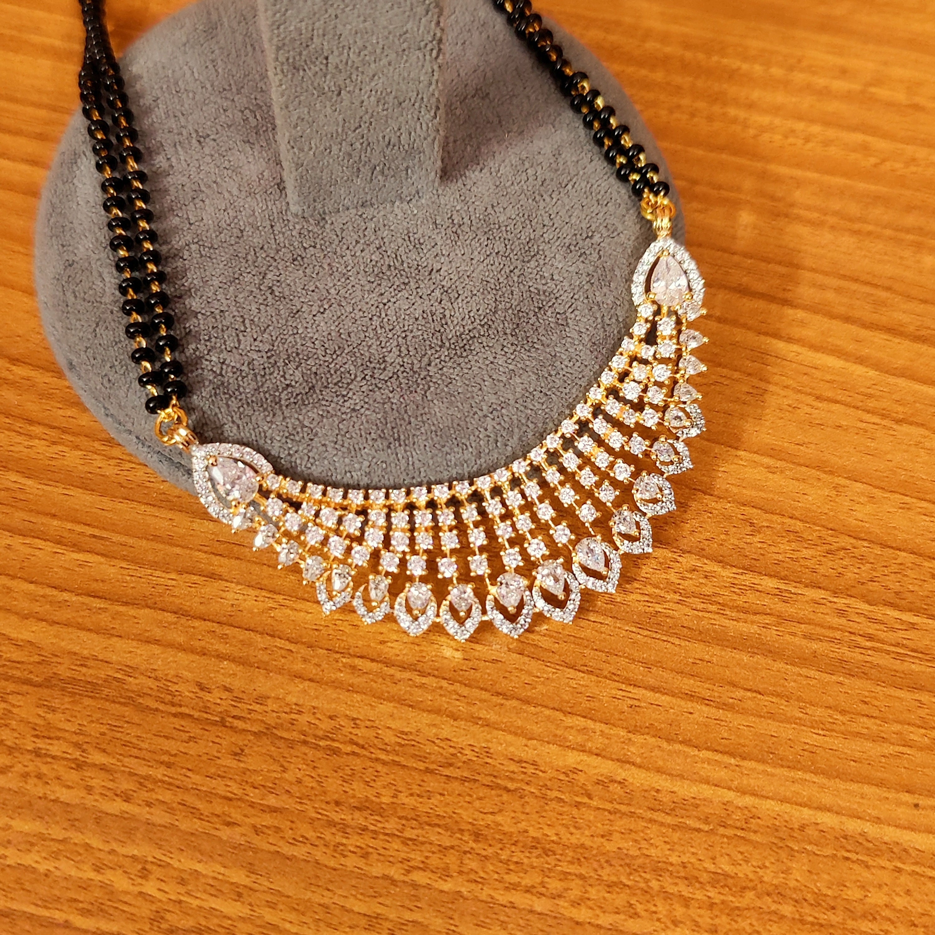 Women 's Gold Plated Diamond Look Cz Studded Mangalsutra