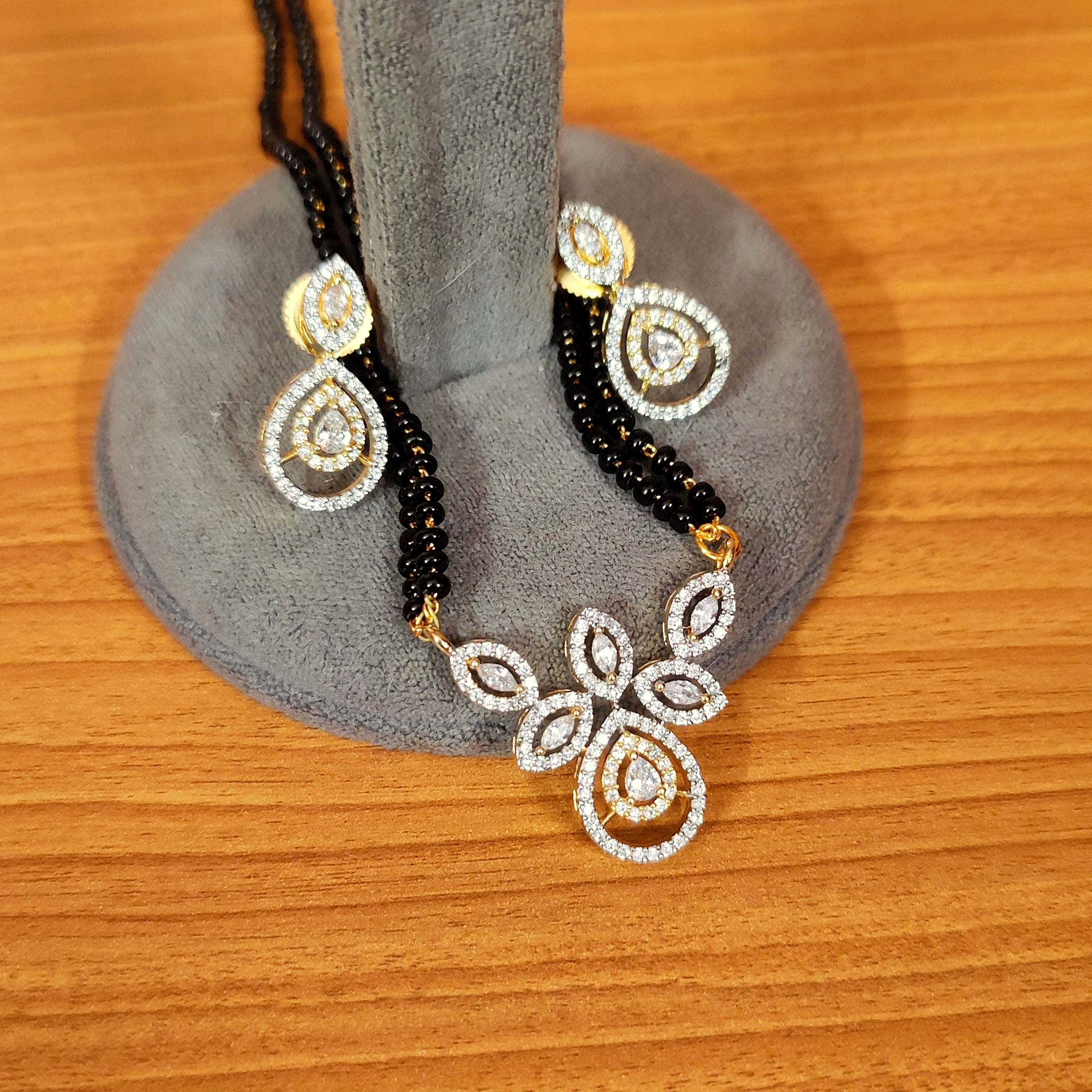 Women 's Gold Plated Diamond Look Designer Mangalsutra