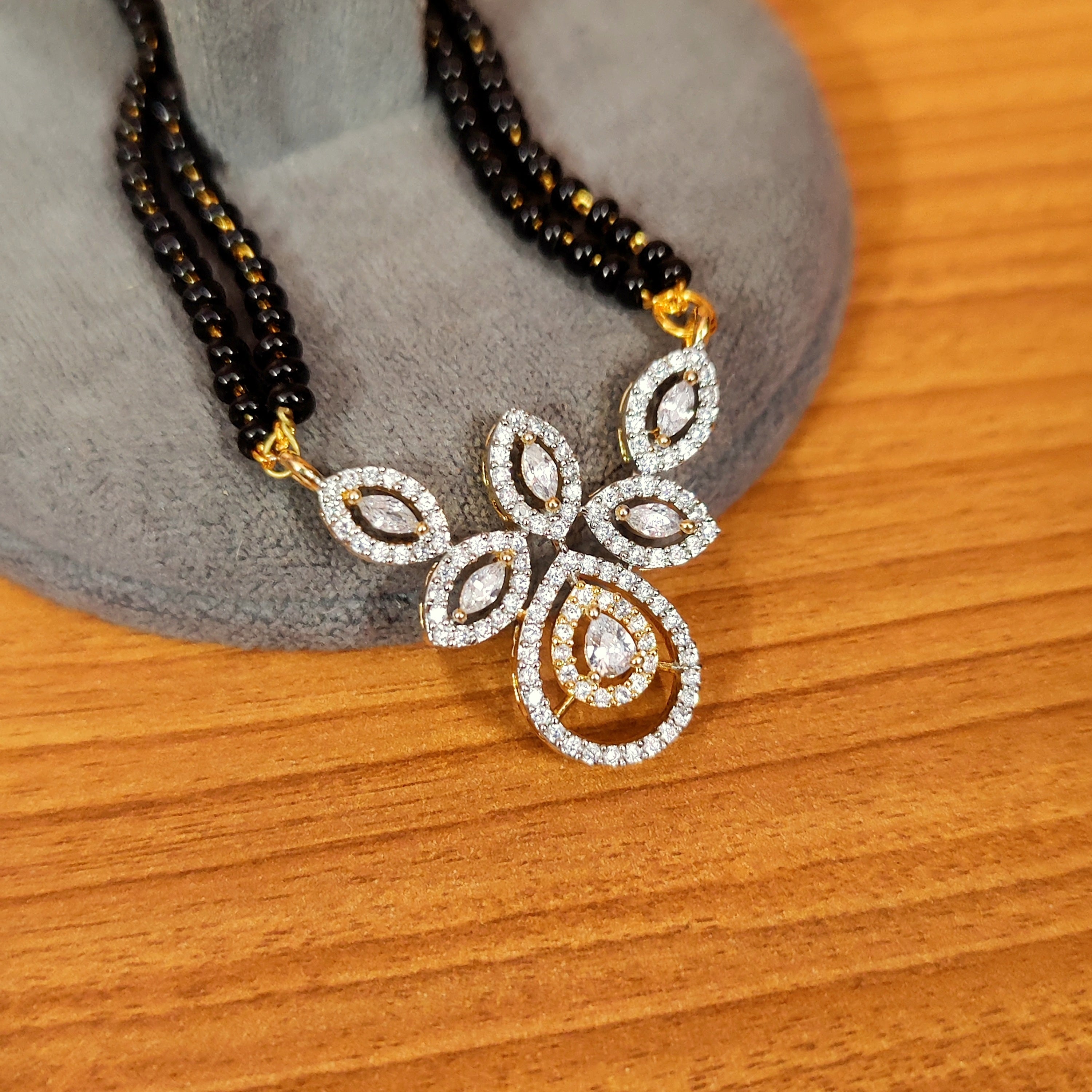 Women 's Gold Plated Diamond Look Designer Mangalsutra