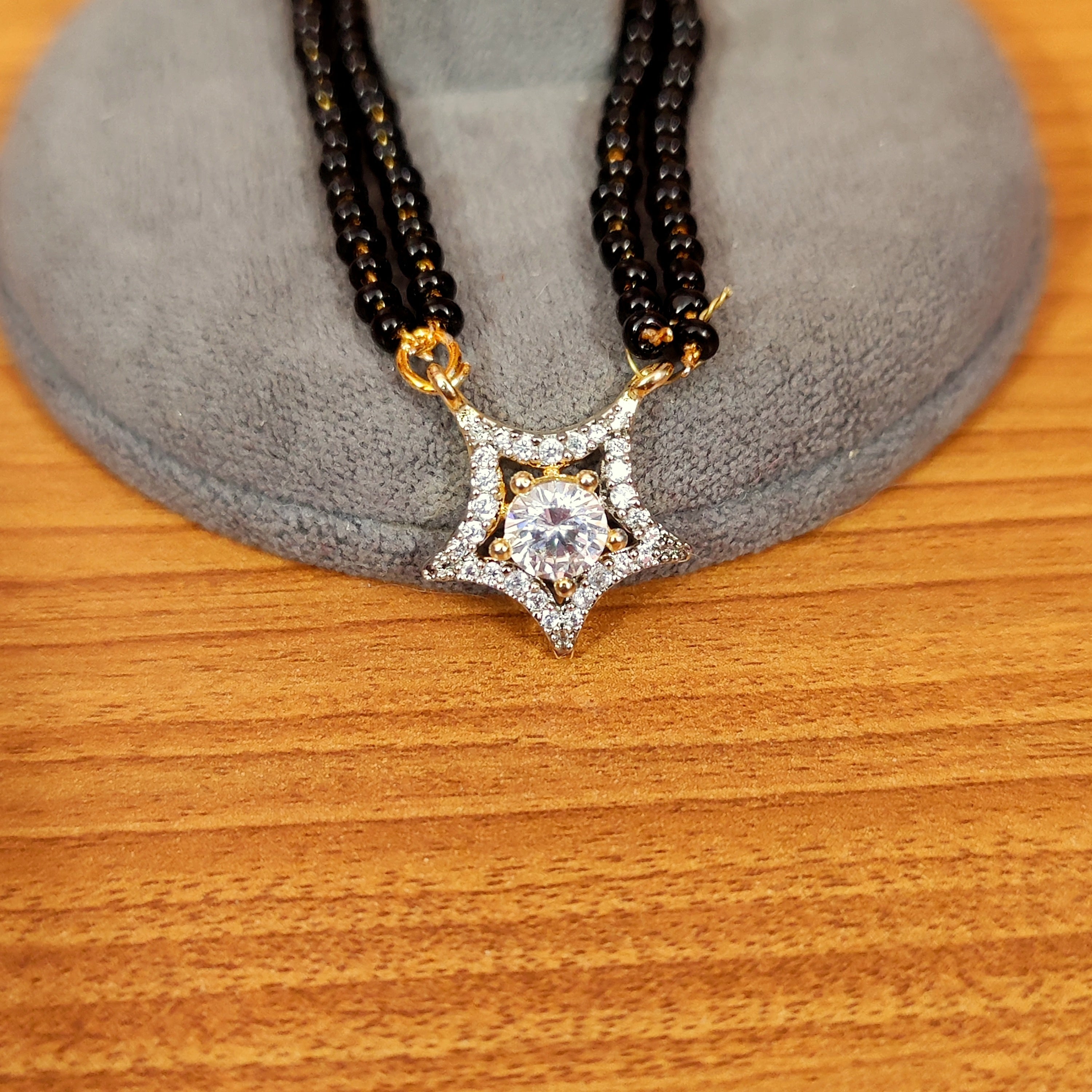 Women 's Solitaire Look Cz Studded Diamond Look Simple Mangalsutra