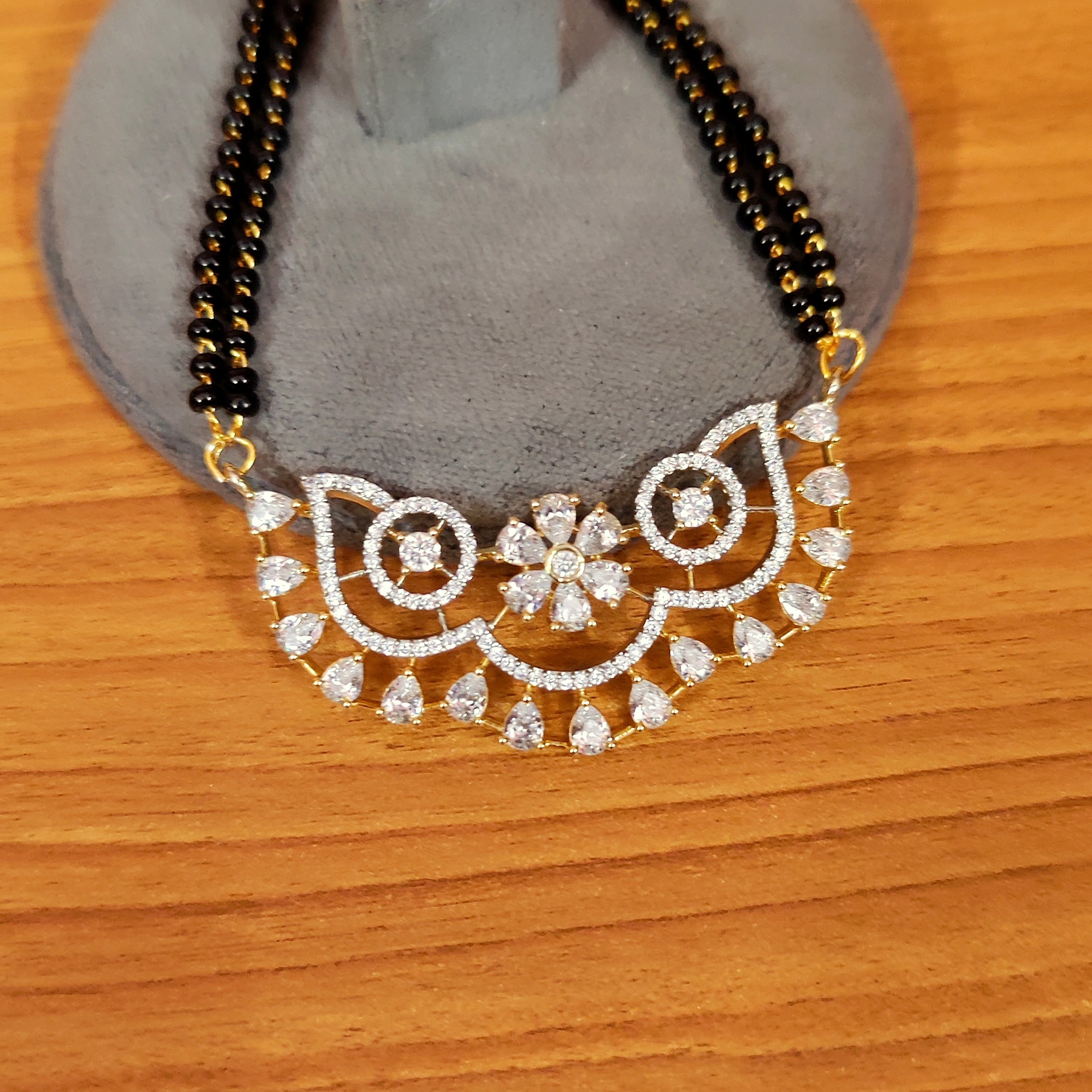 Women 's Diamond Look Gold Plated Cz Studded Designer Mangalsutra
