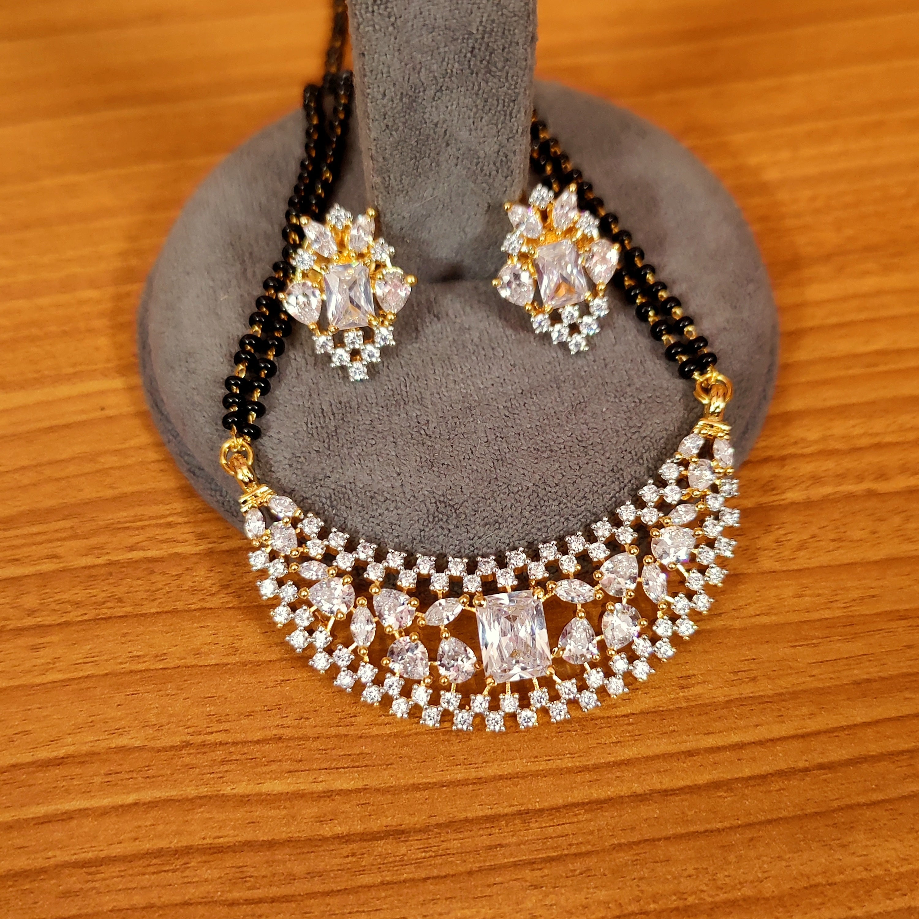 Women 's Cz Studded Gold Plated Designer Mangalsutra