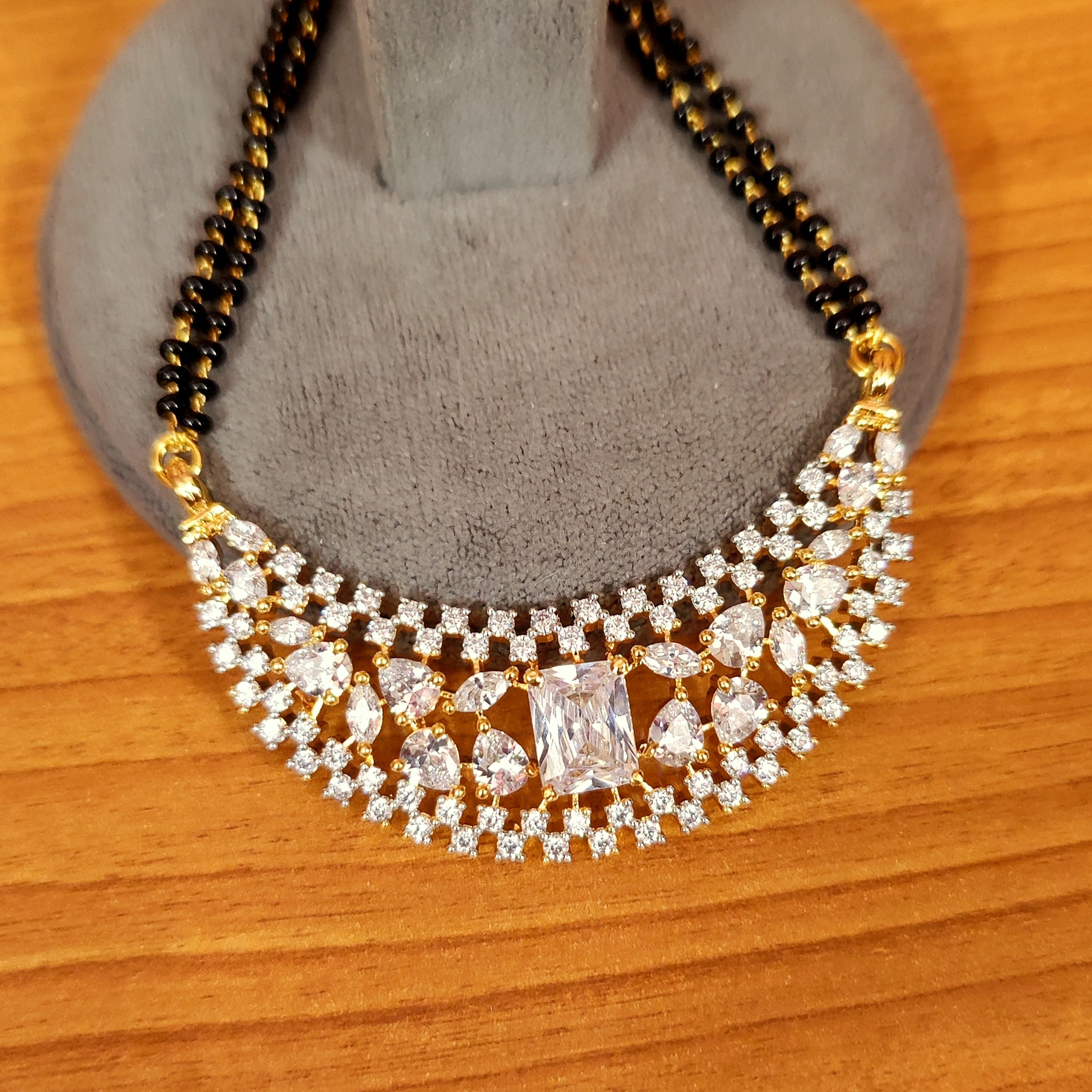 Women 's Cz Studded Gold Plated Designer Mangalsutra