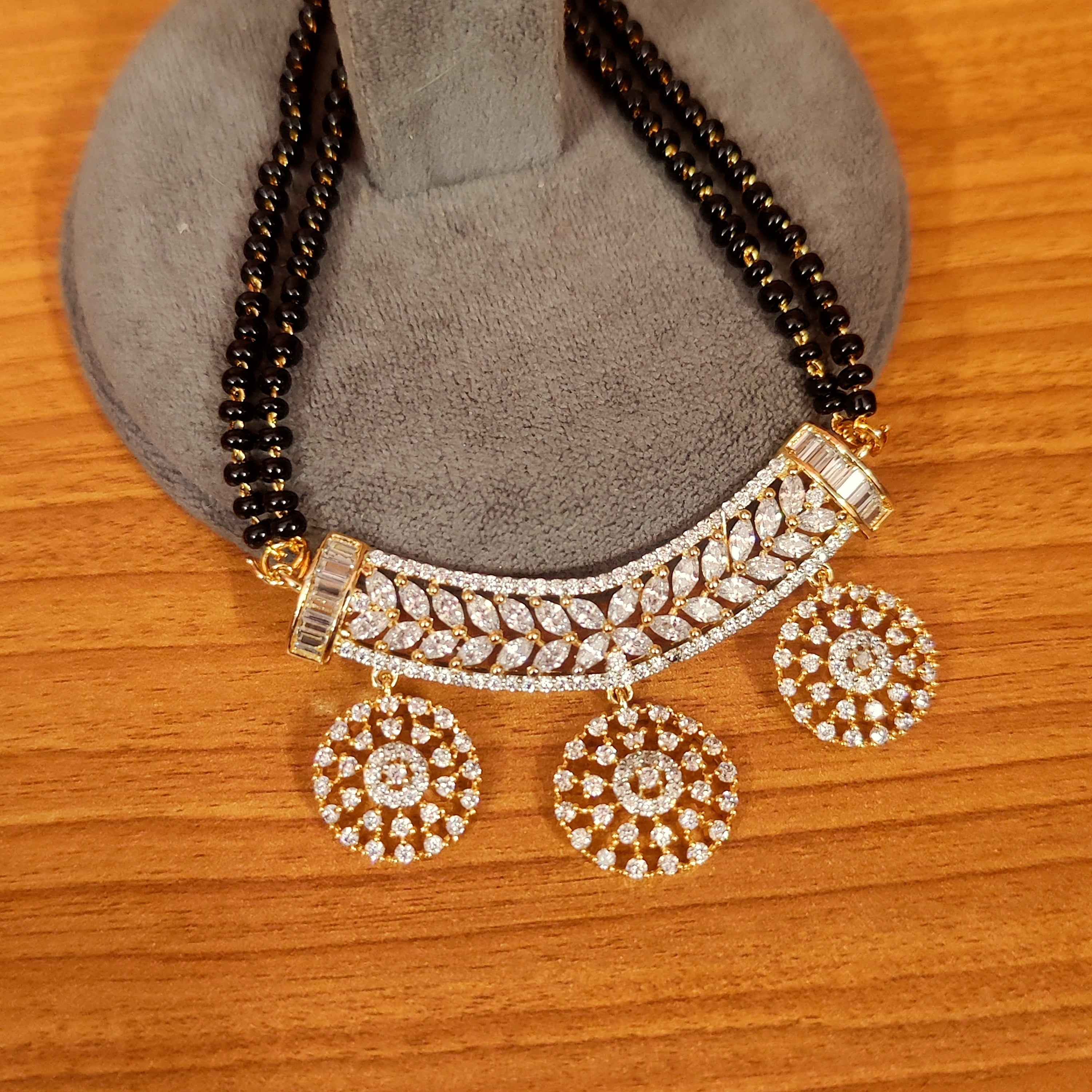 Women 's Real Diamond Look Cz Studded Designer Mangalsutra