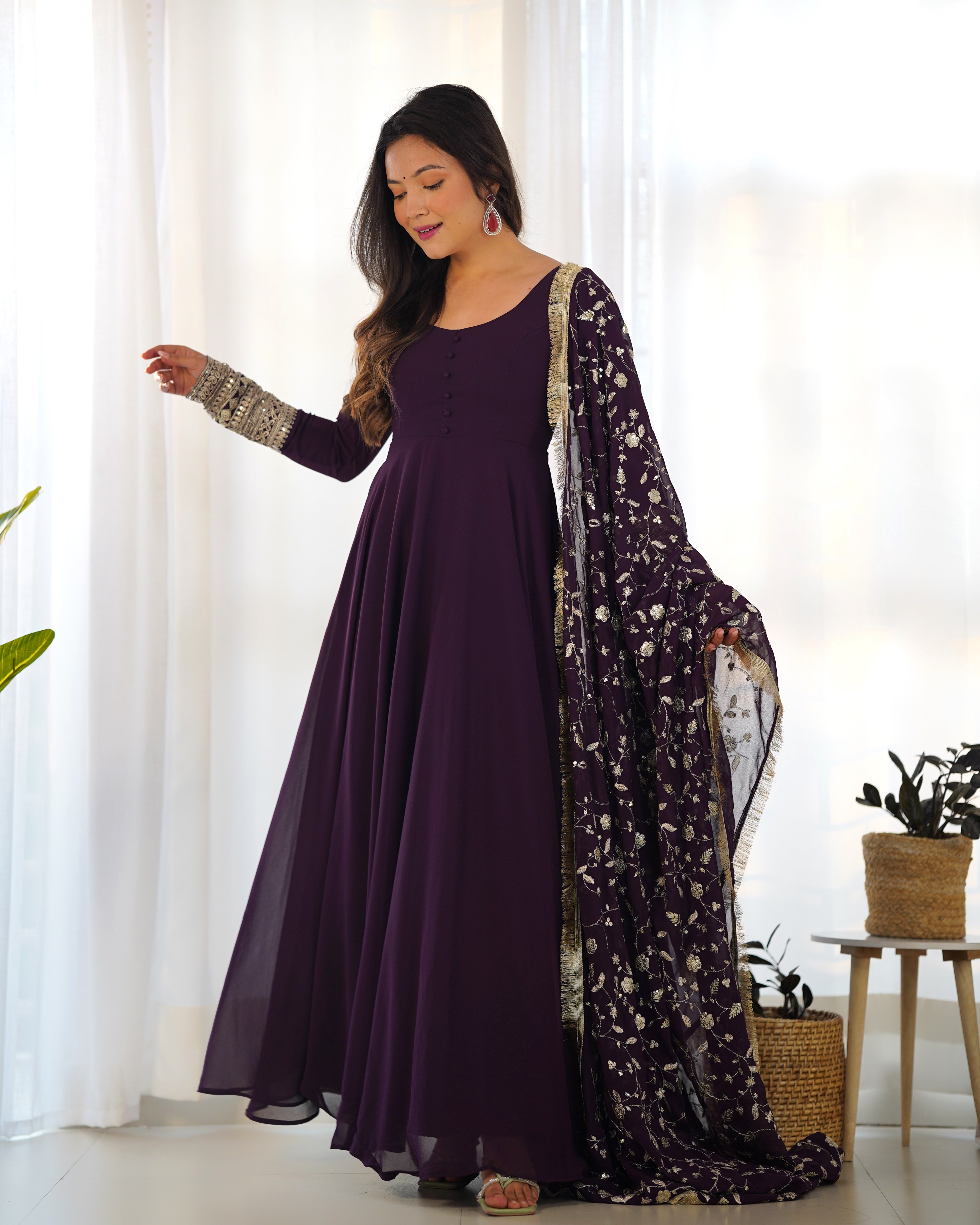 casual anarkali dress Blue Star Georgette Embroidery Work Anarkali Gown
